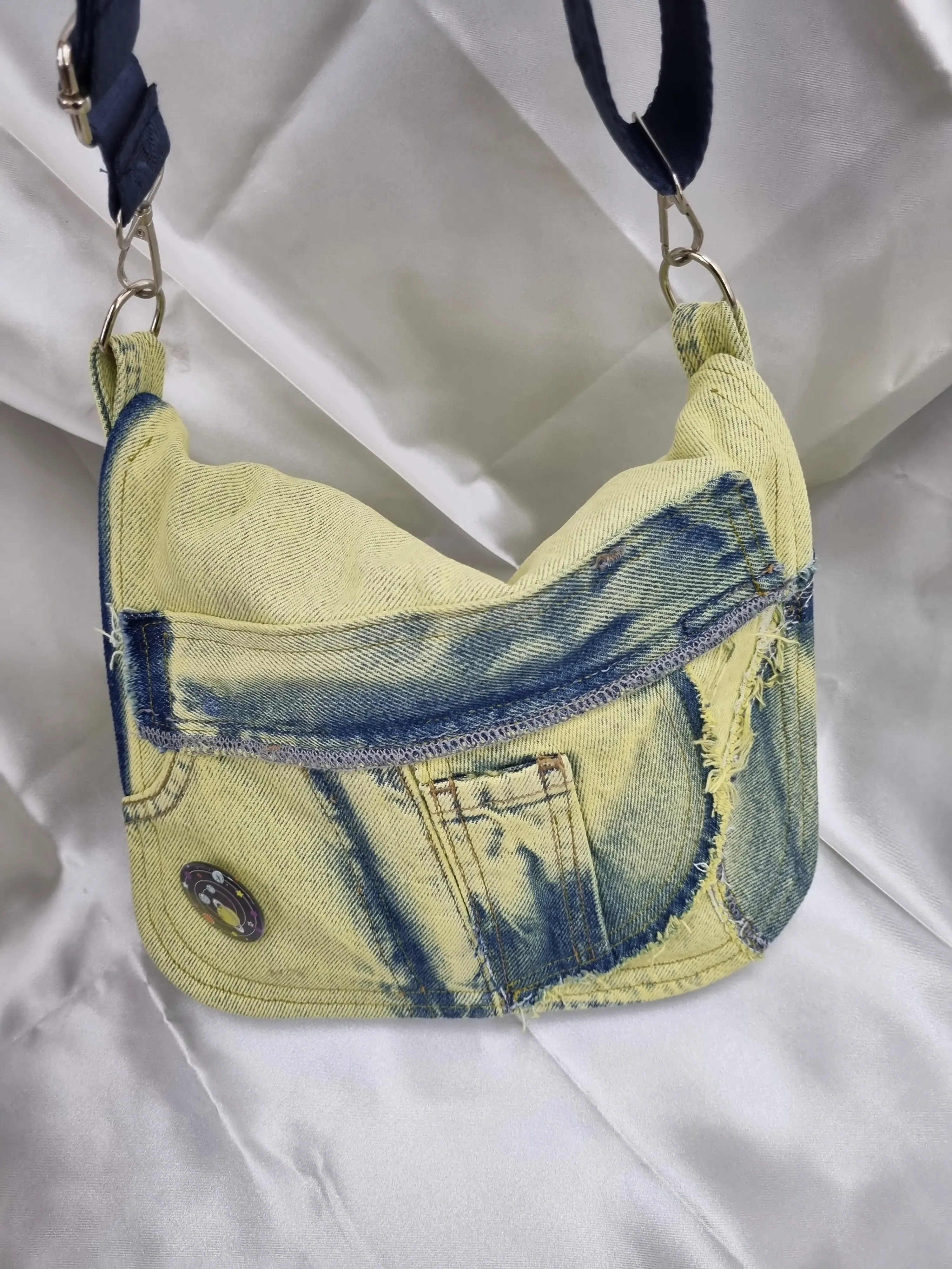 Açık Mavi Kot Postacı Çantası - Omuz Askılı, Vintage Model