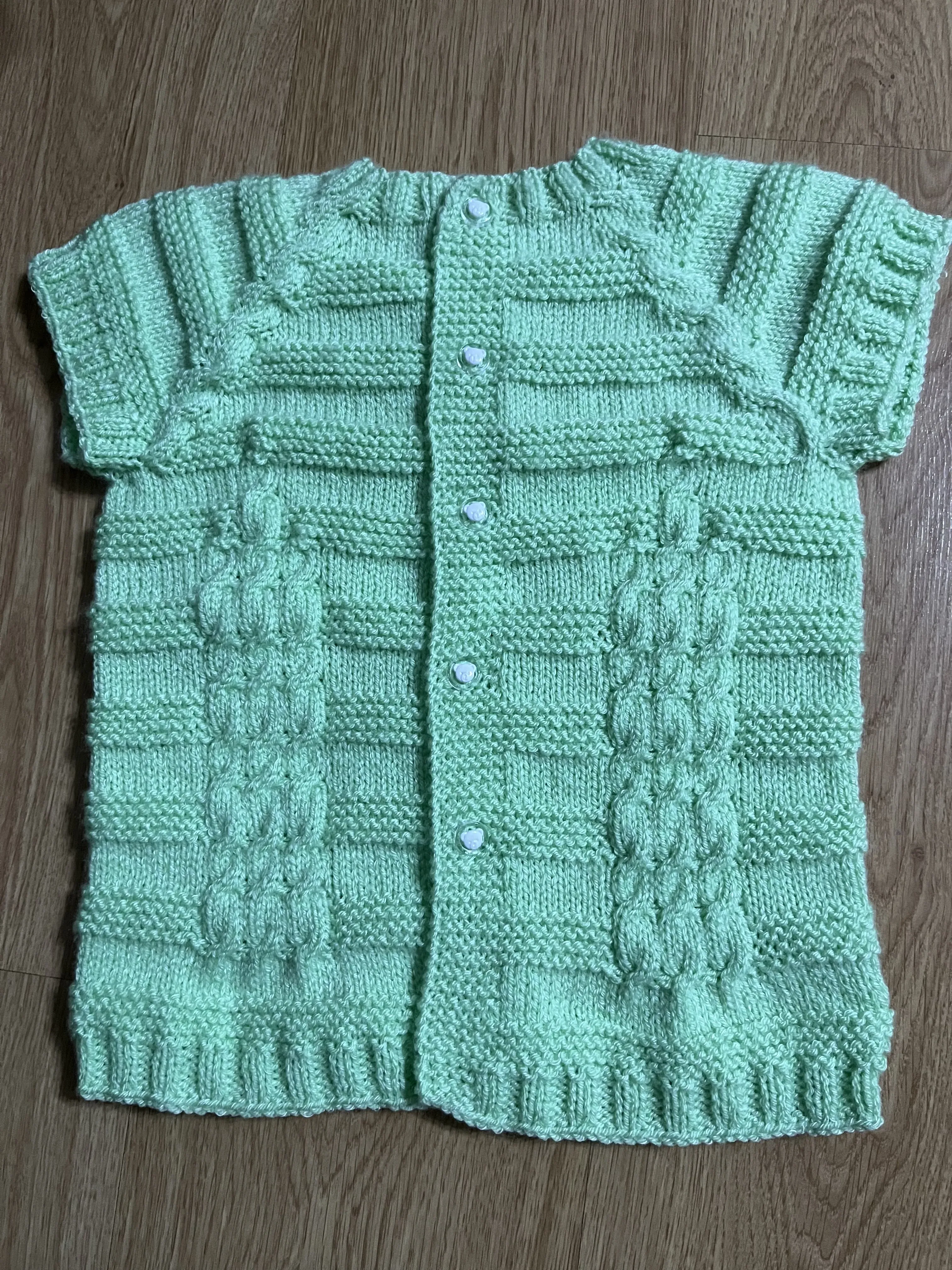 El Örgüsü Çocuk Yeleği – Açık Yeşil, Kız ve Erkek Çocuk İçin Rahat Kullanım