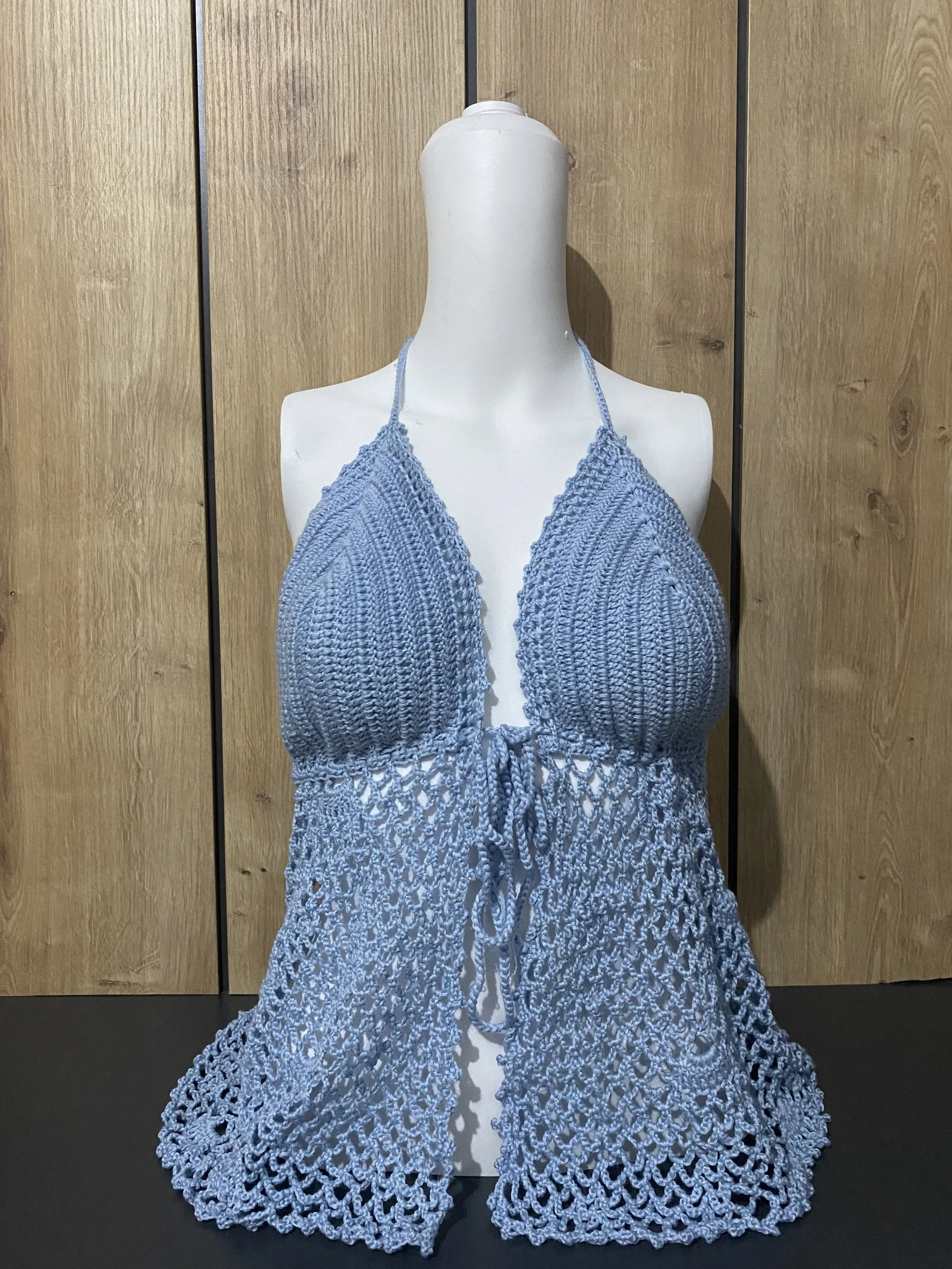 El Yapımı Açık Mavi  Büstiyer