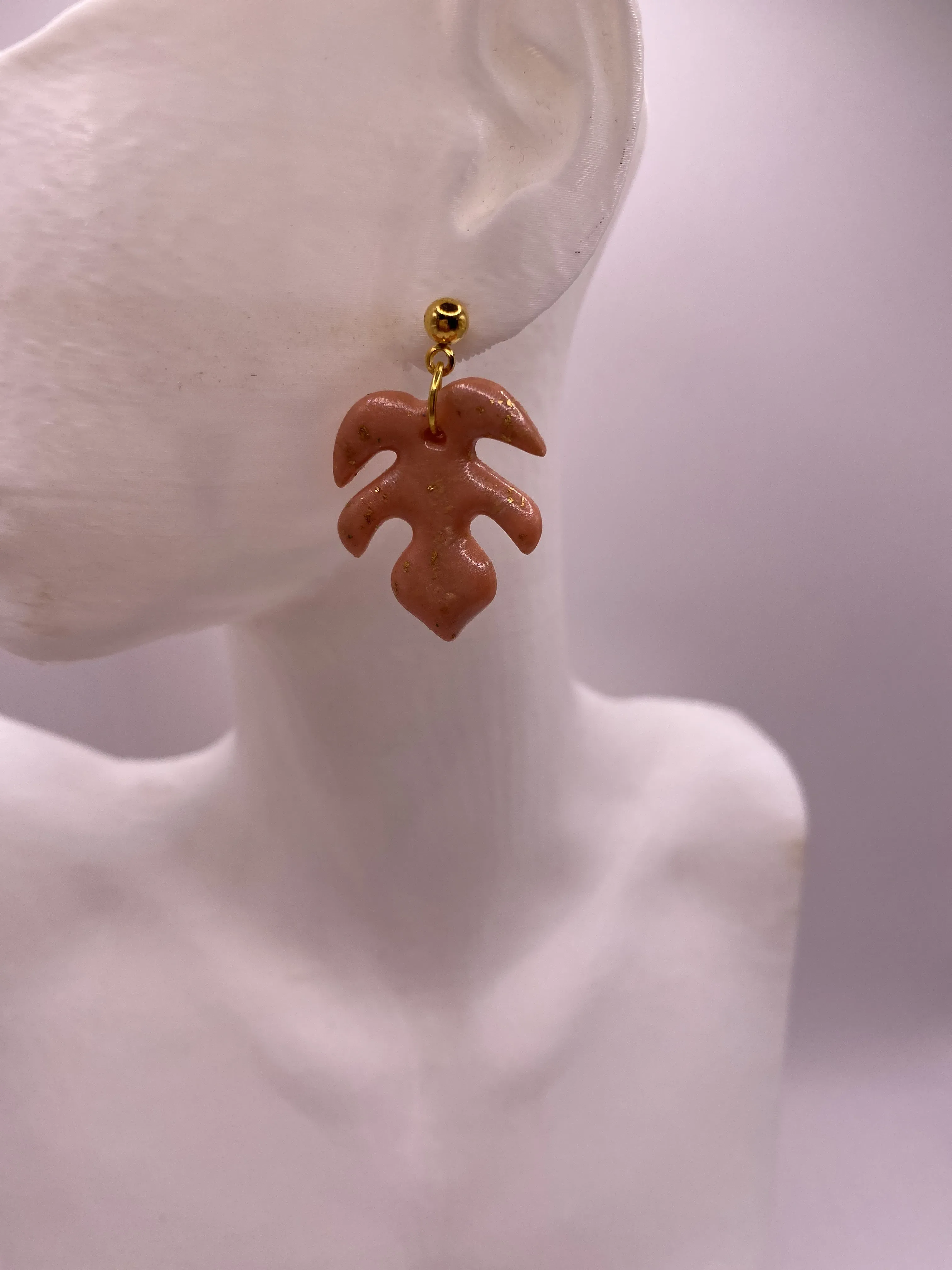 Leaf Designed Handmade Polymer Clay Earring - Mimozam Special Collection