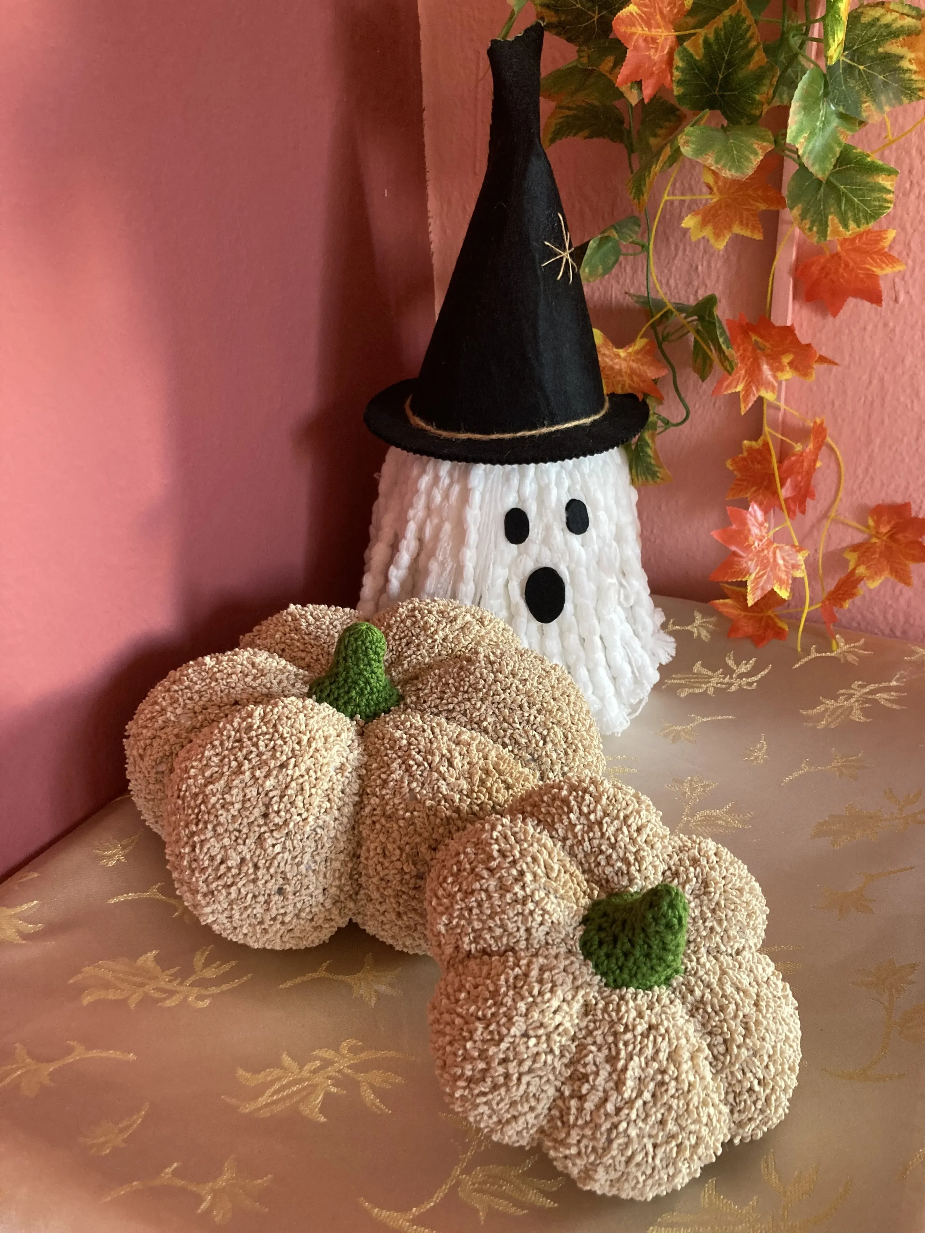 Örme Balkabağı Dekoratif Seti - Halloween Temalı El Emeği 2'li