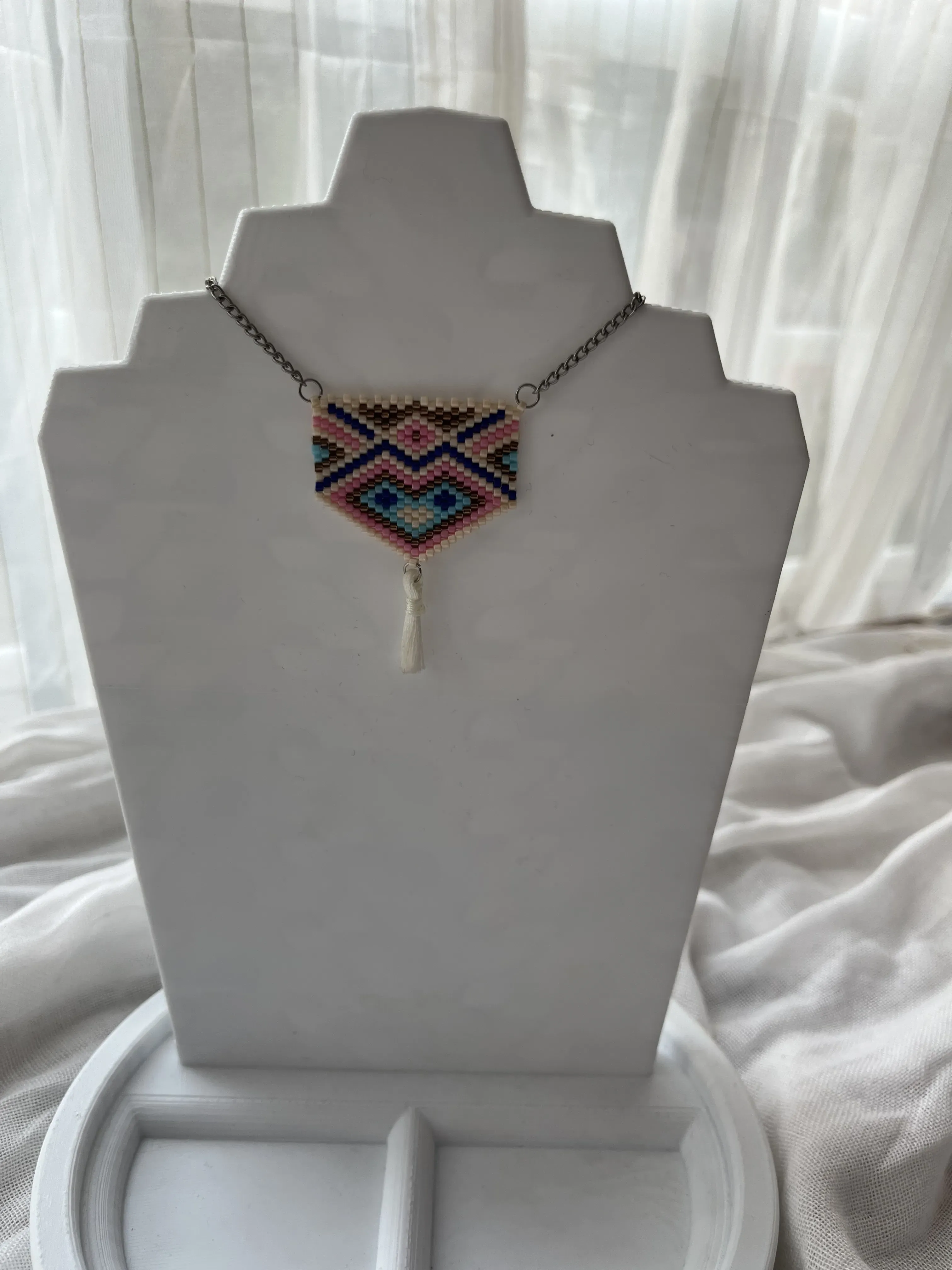 Miyuki Beaded Ethnic Pattern Necklace - Bohemian Style Jewelry