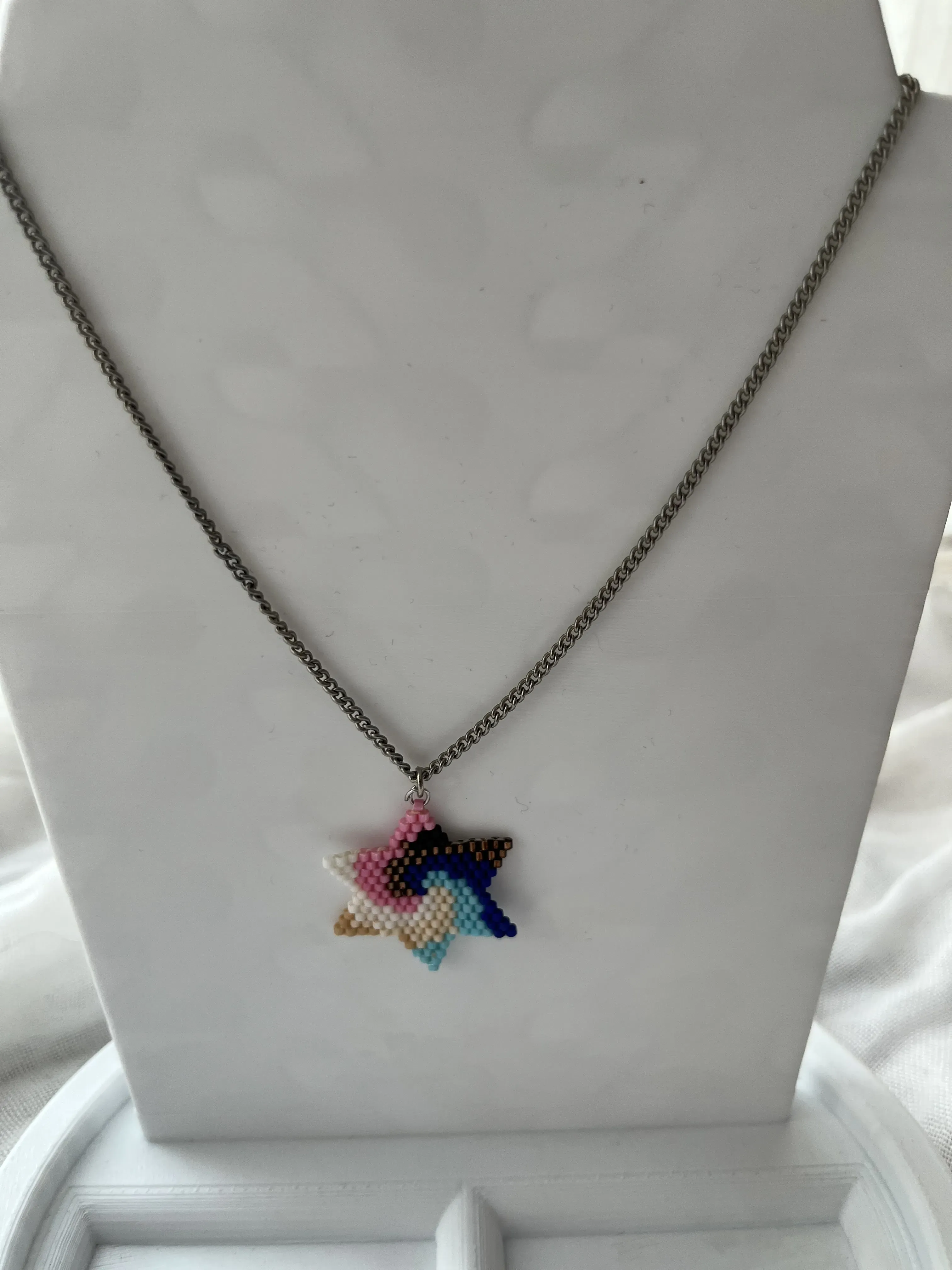 Miyuki Beaded Multicolored Star Necklace - Handmade Design
