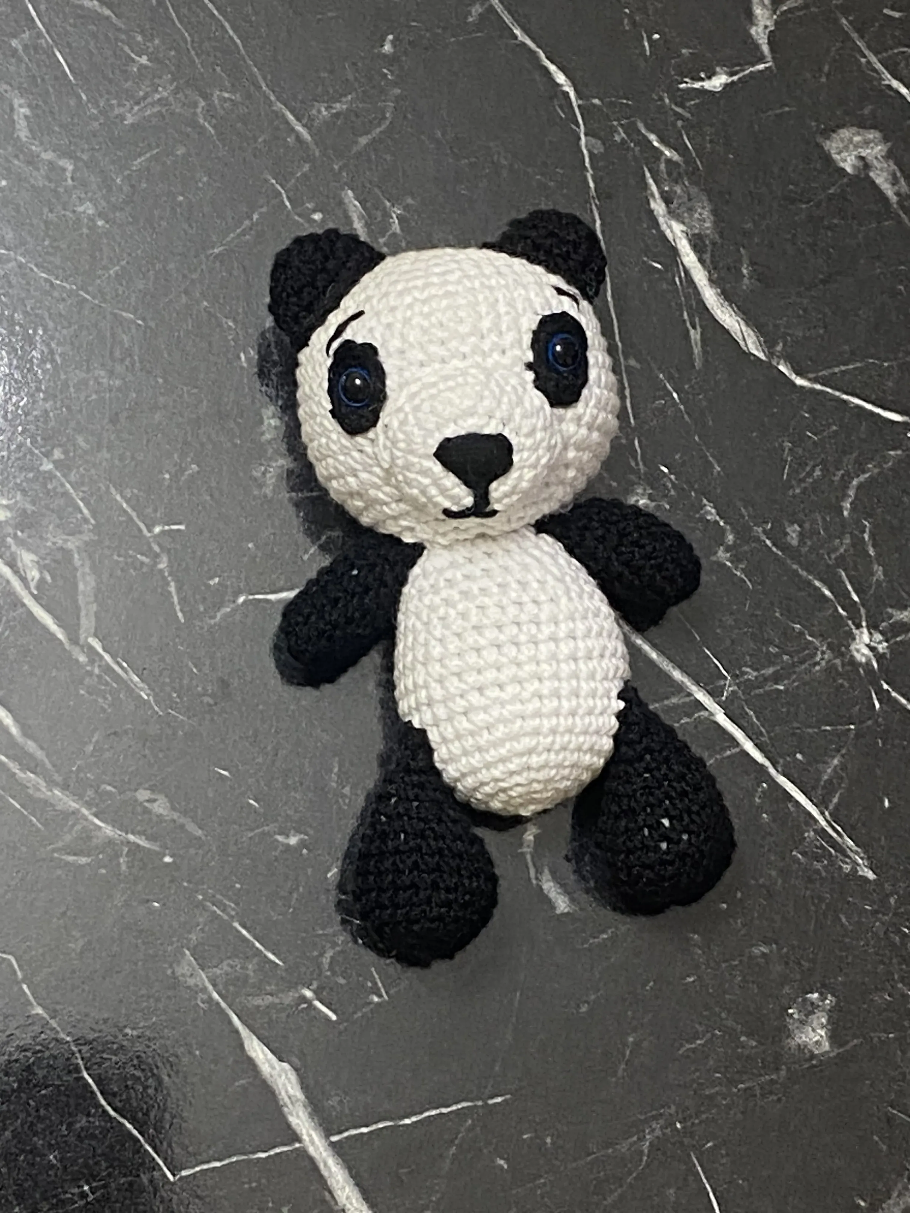 Örgü Panda Oyuncak Bebek - Siyah Beyaz - El Örgüsü Hediye