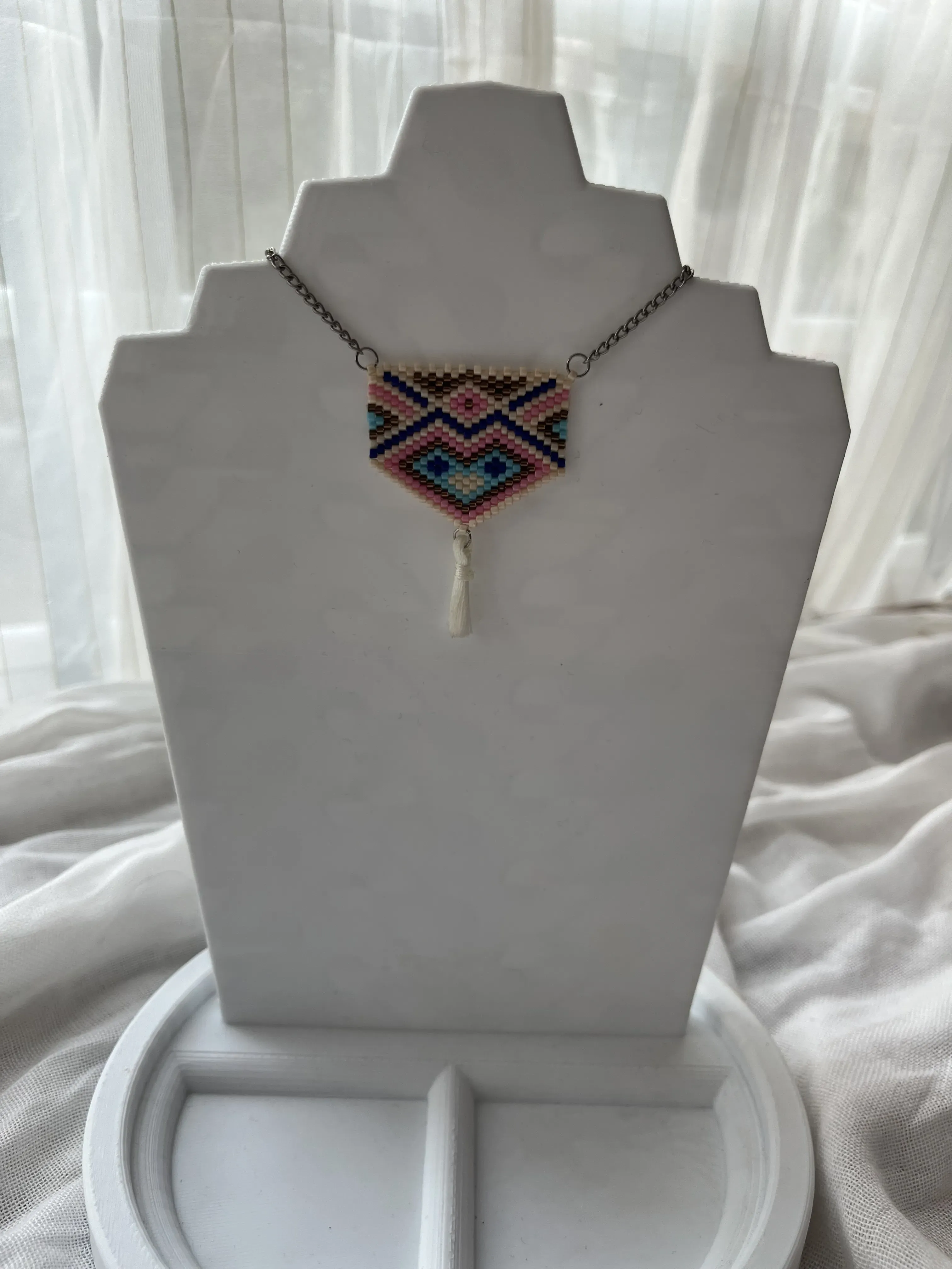 Miyuki Beaded Ethnic Pattern Necklace - Bohemian Style Jewelry