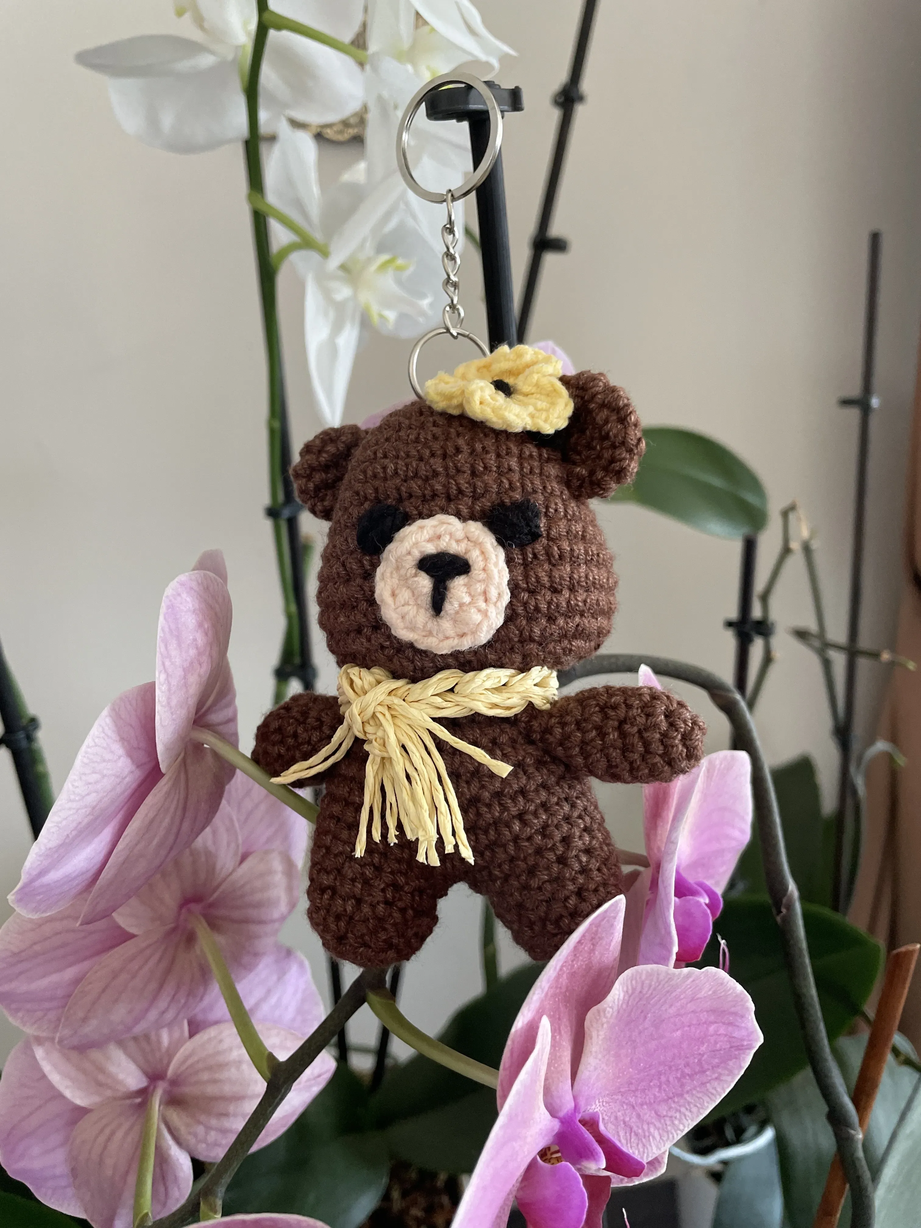 Amigurumi Ayıcık Anahtarlık veya Çanta Charm - Kahverengi Örgü Oyuncak