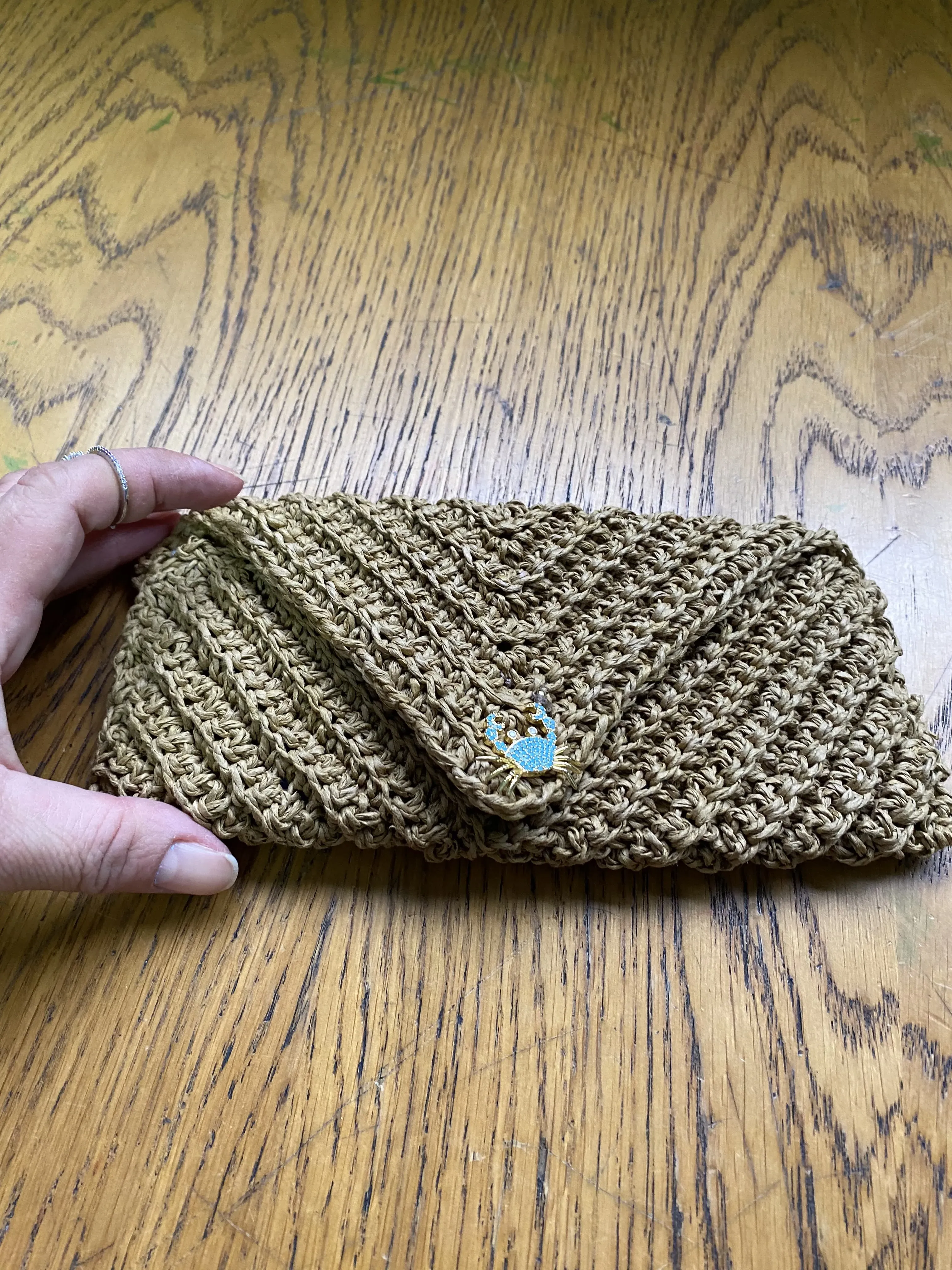 Hand-knitted Wallet and Glasses Case from Paper Yarn - Lined