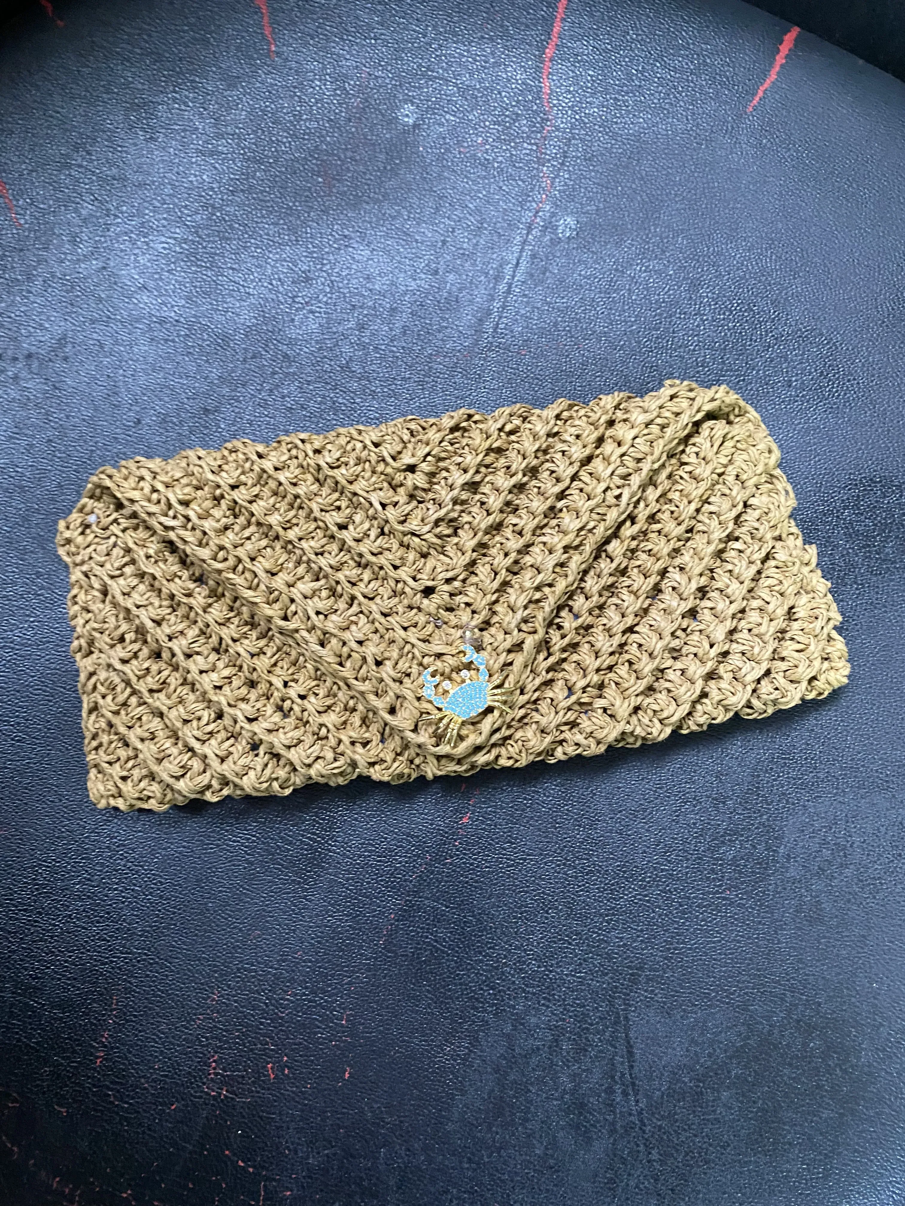 Hand-knitted Wallet and Glasses Case from Paper Yarn - Lined