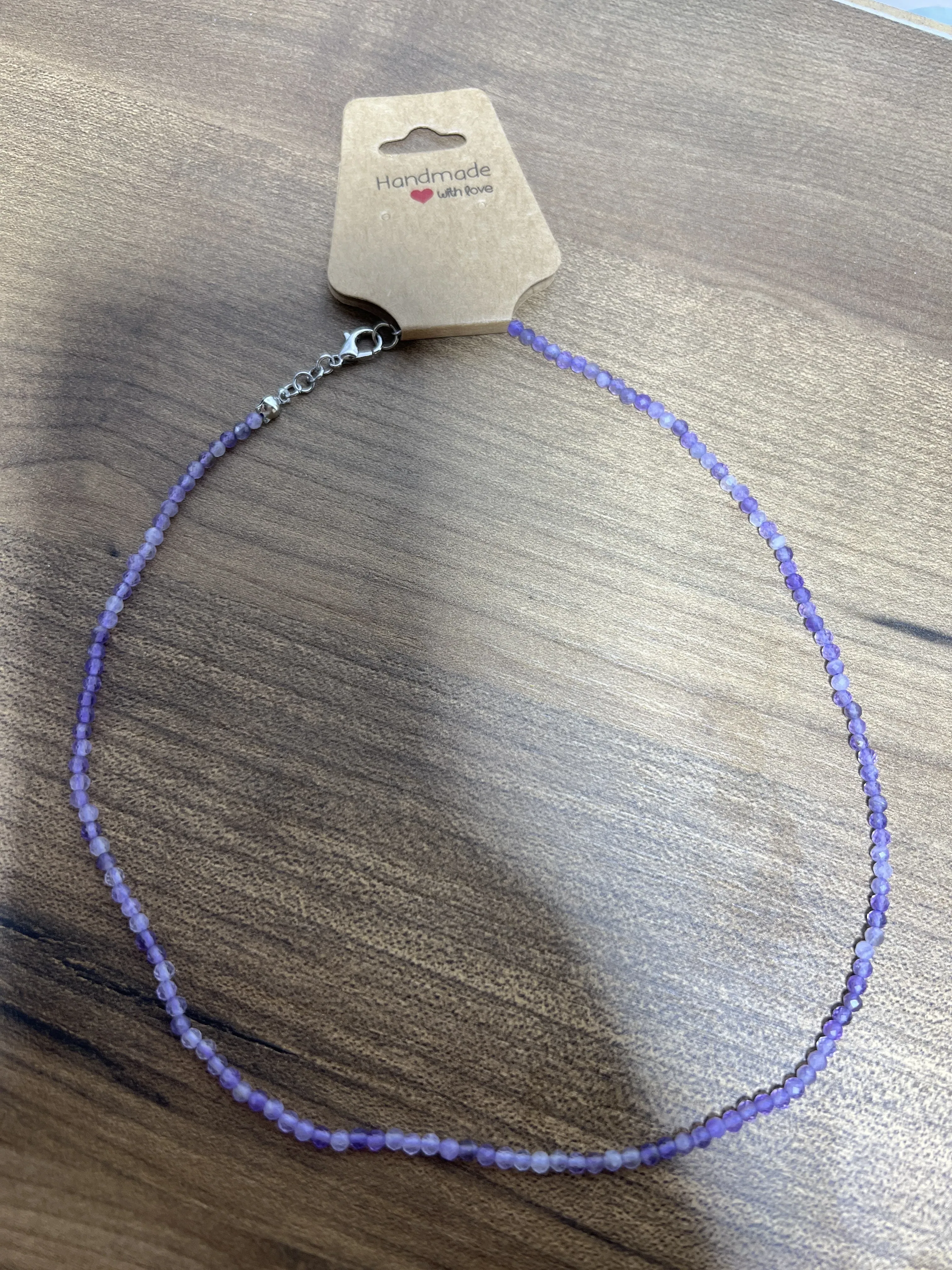 Purple Beaded Natural Stone Necklace - Handmade Jewelry Design