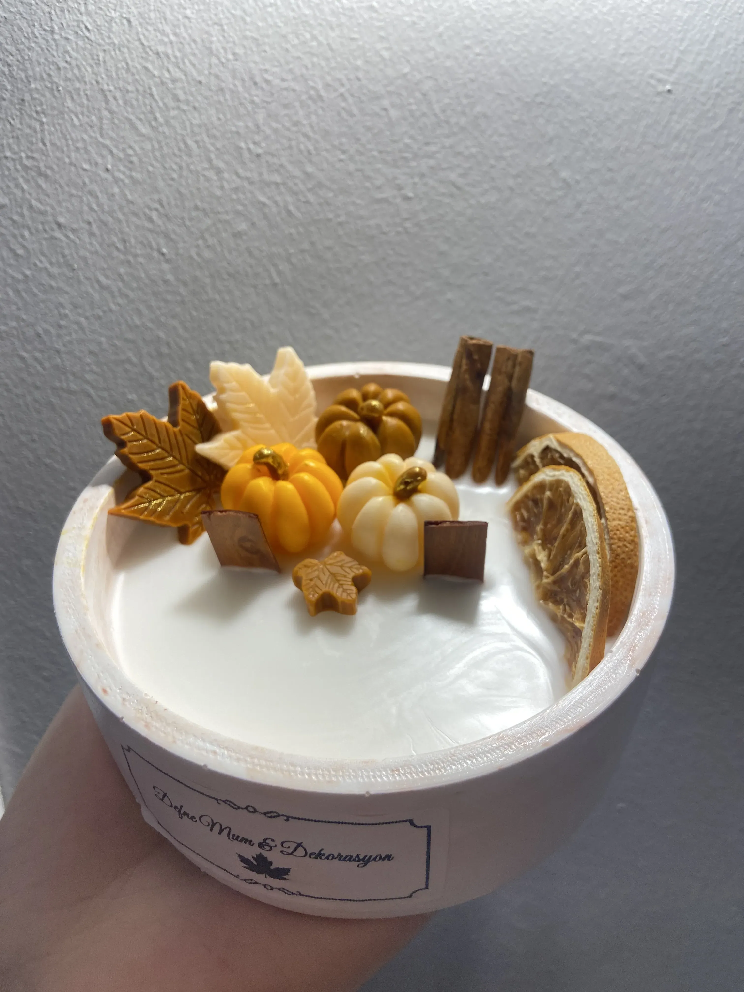 Sonbahar temalı dekoratif mum 🍁