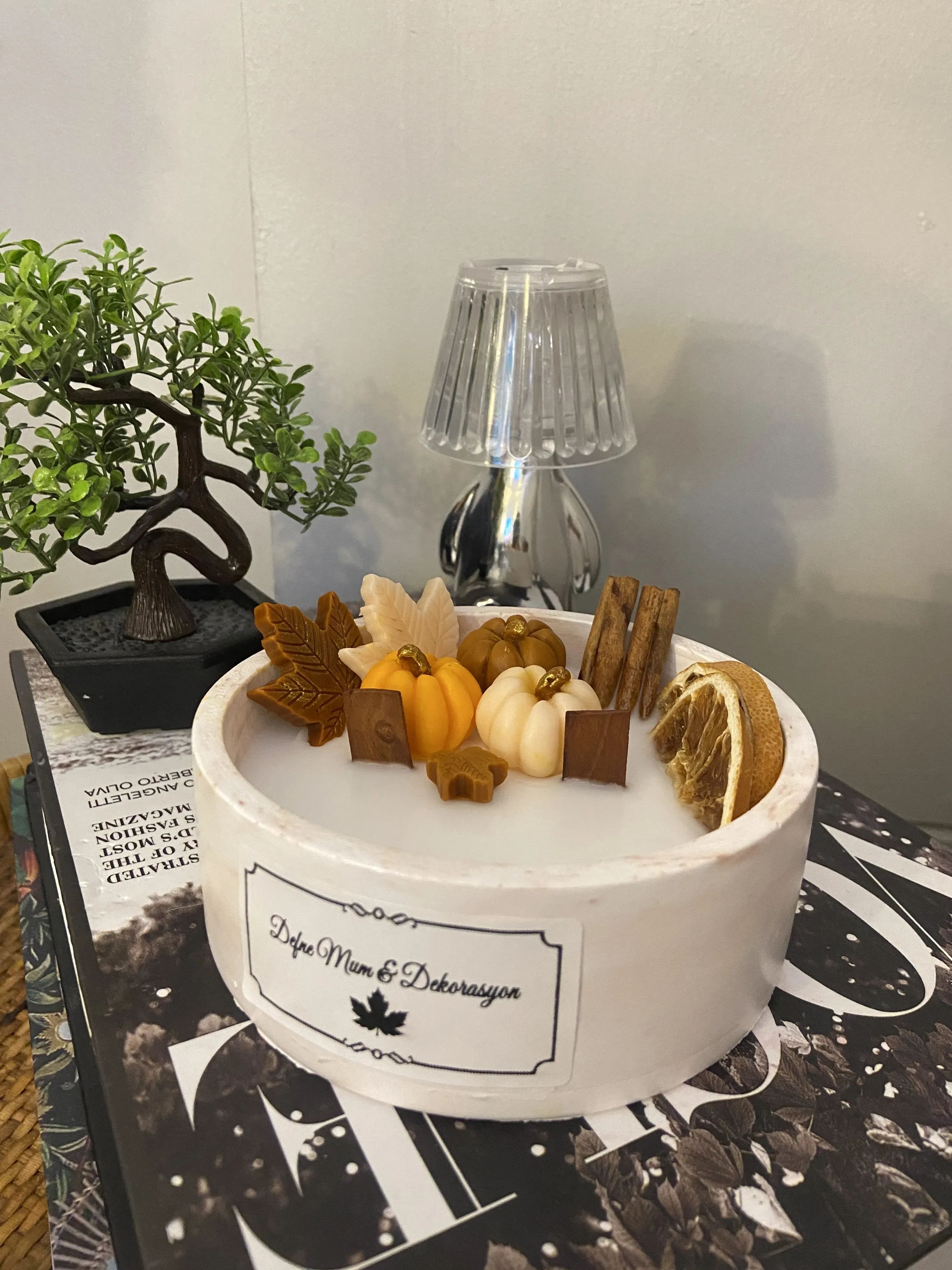 Sonbahar temalı dekoratif mum 🍁