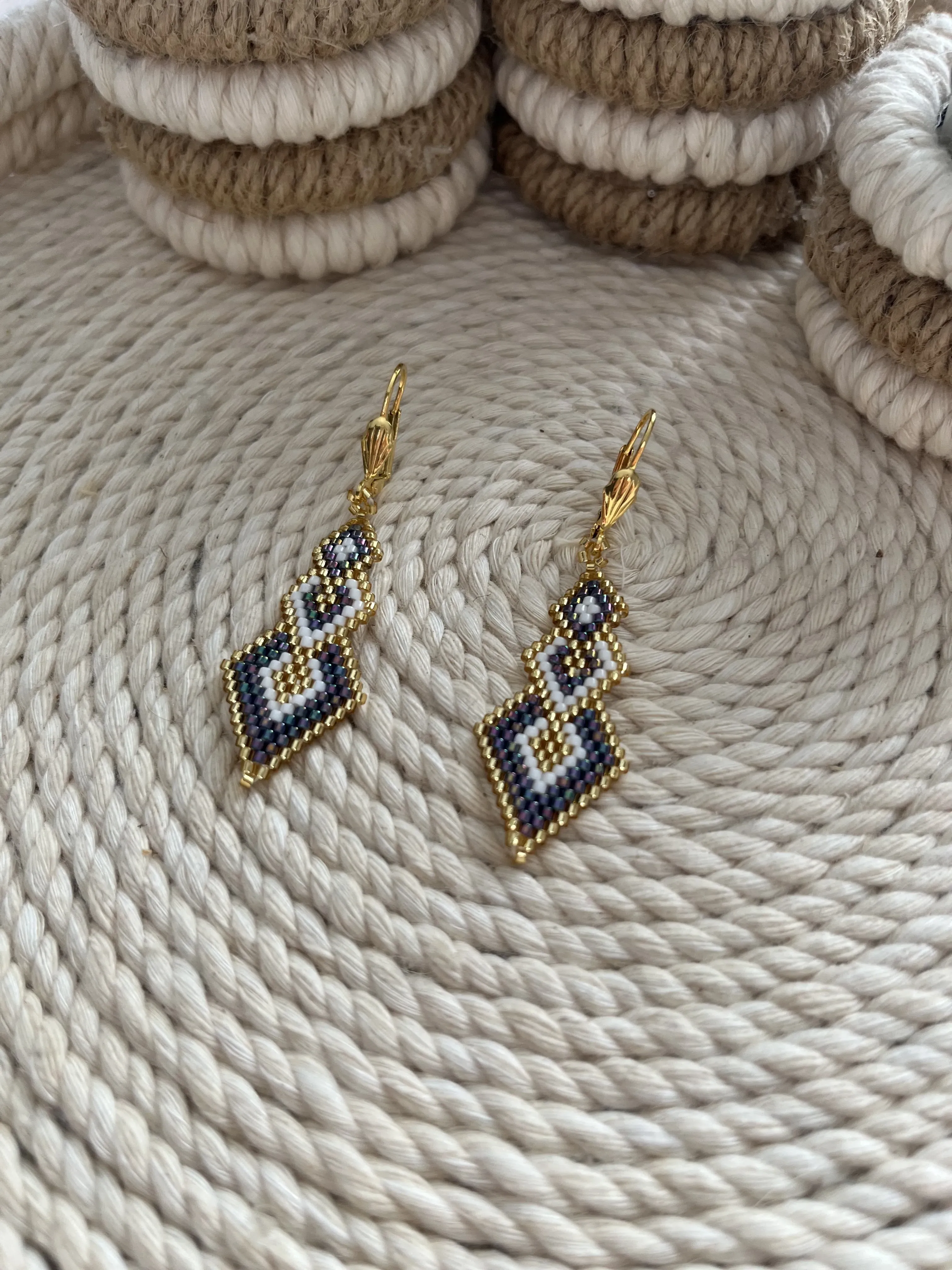 Miyuki Boncuk Dokuma Sarkıt Küpe - Modern Tasarım, Şık ve Zarif