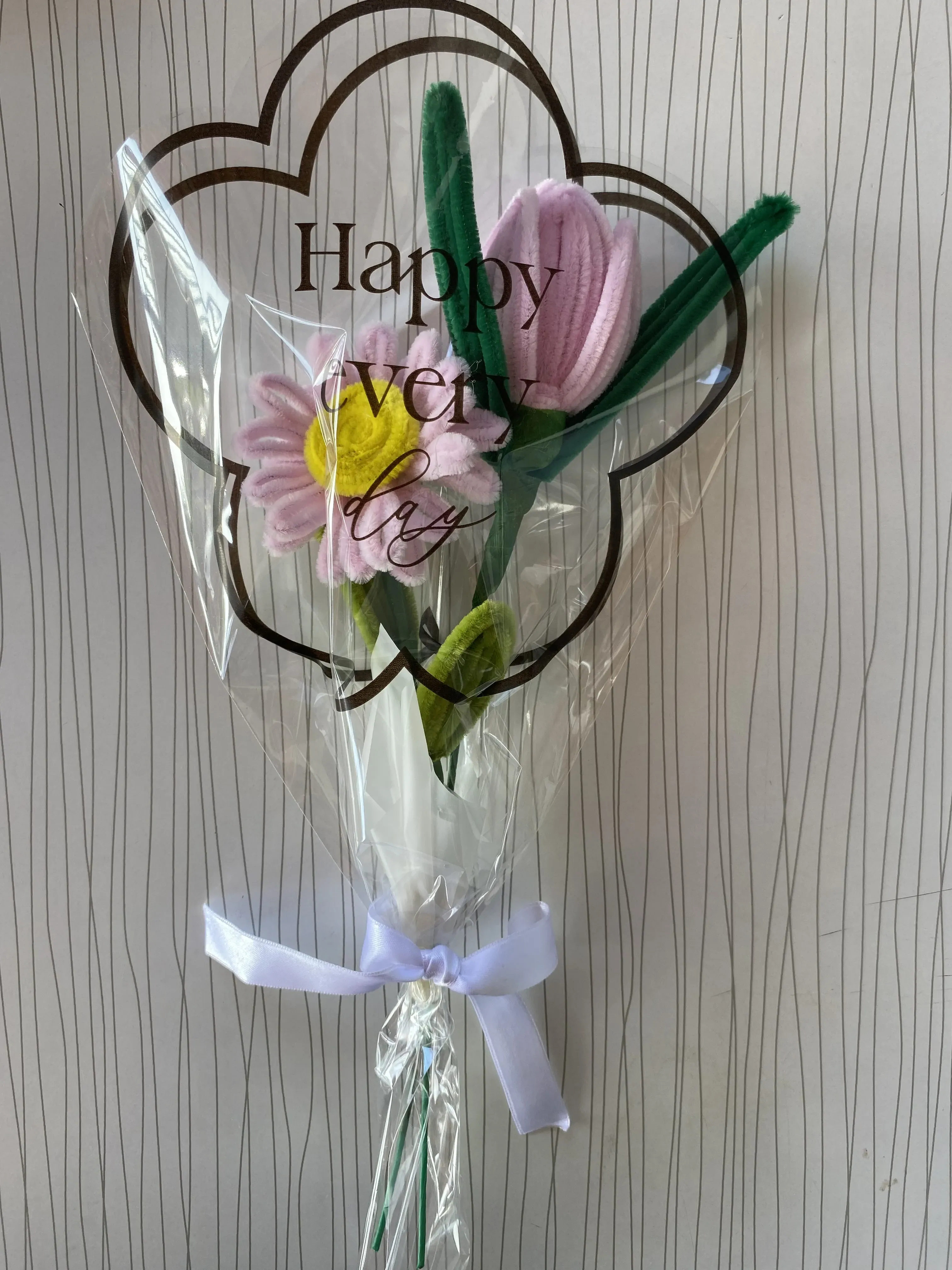 Şönil İkili Çiçek Buketi - Pembe ve Sarı Renkli Dekoratif Çiçekler