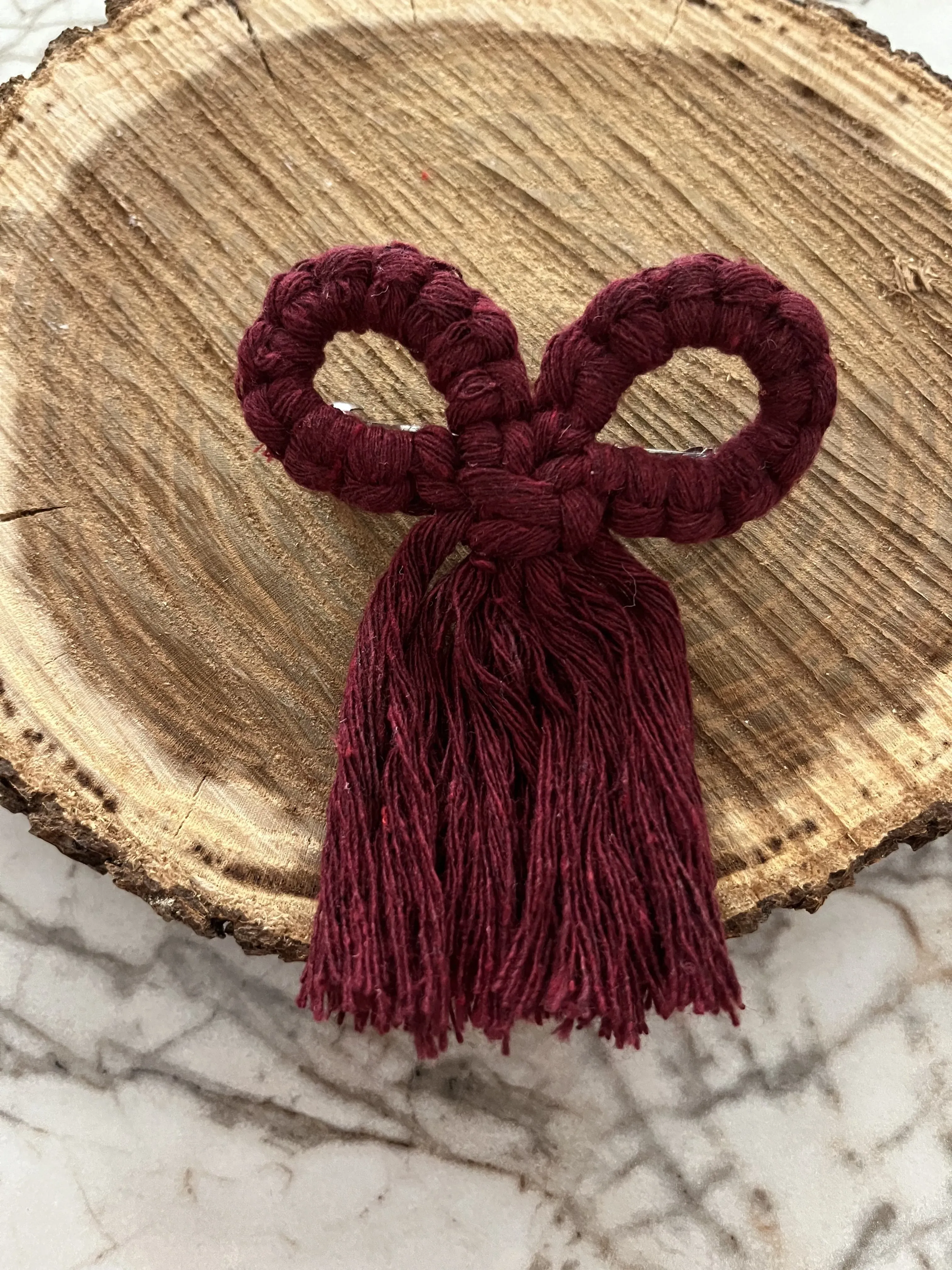 Bordo Makrome Saç Tokası Fiyonk Model - El Yapımı Tasarım