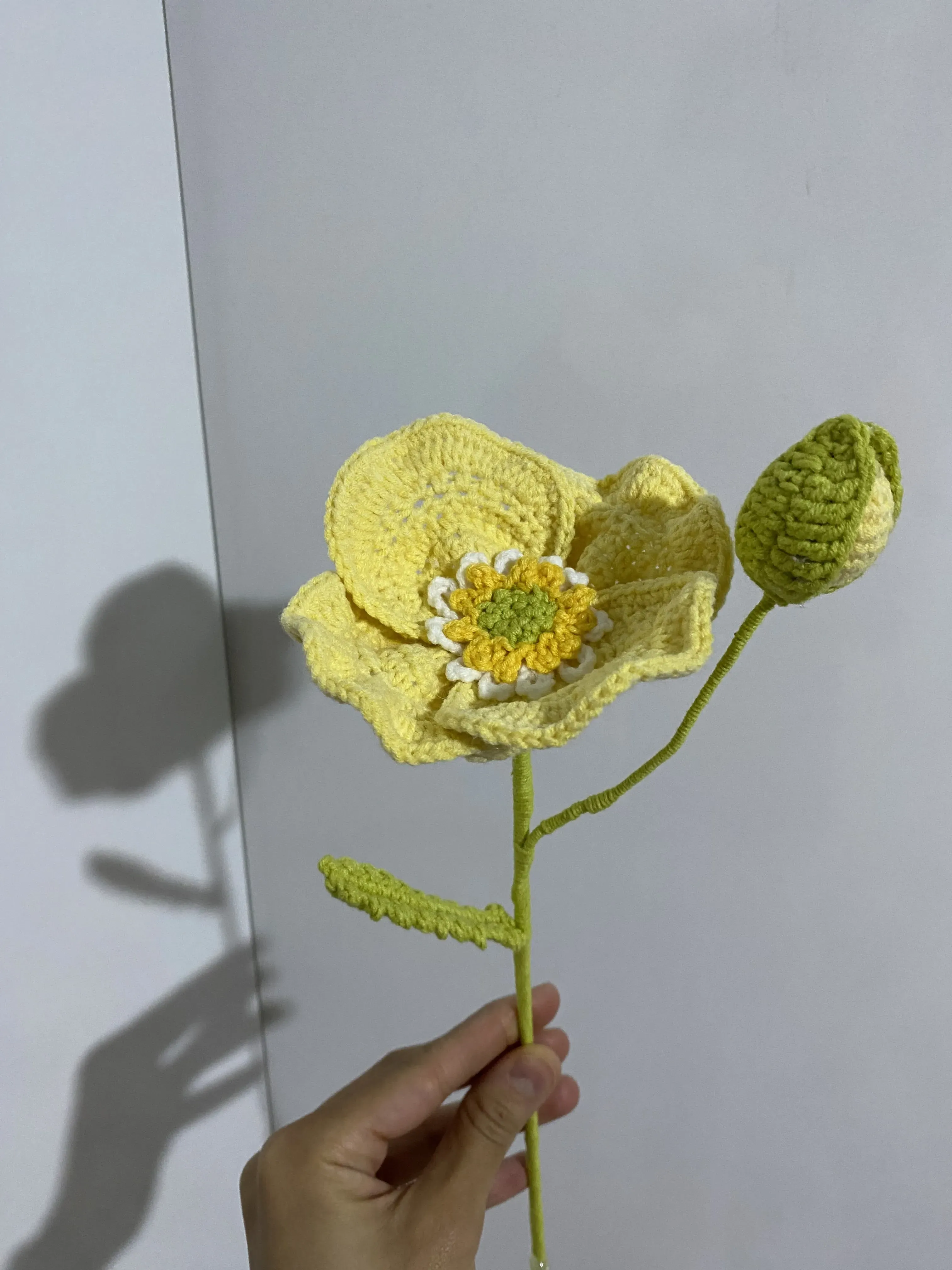 Sarı Gelincik Çiçeği - Örgü Dekoratif Çiçek - El Emeği