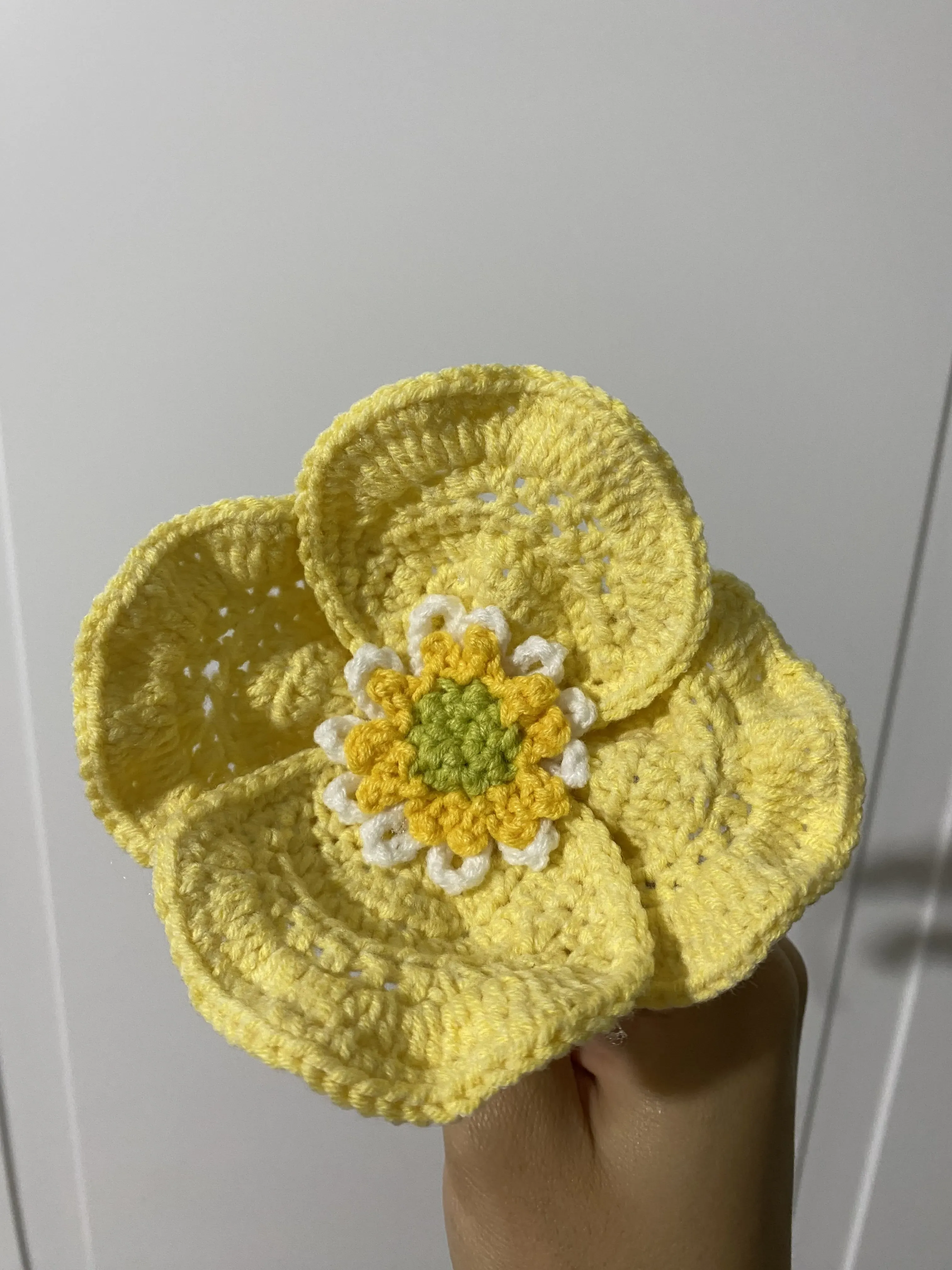 Sarı Gelincik Çiçeği - Örgü Dekoratif Çiçek - El Emeği