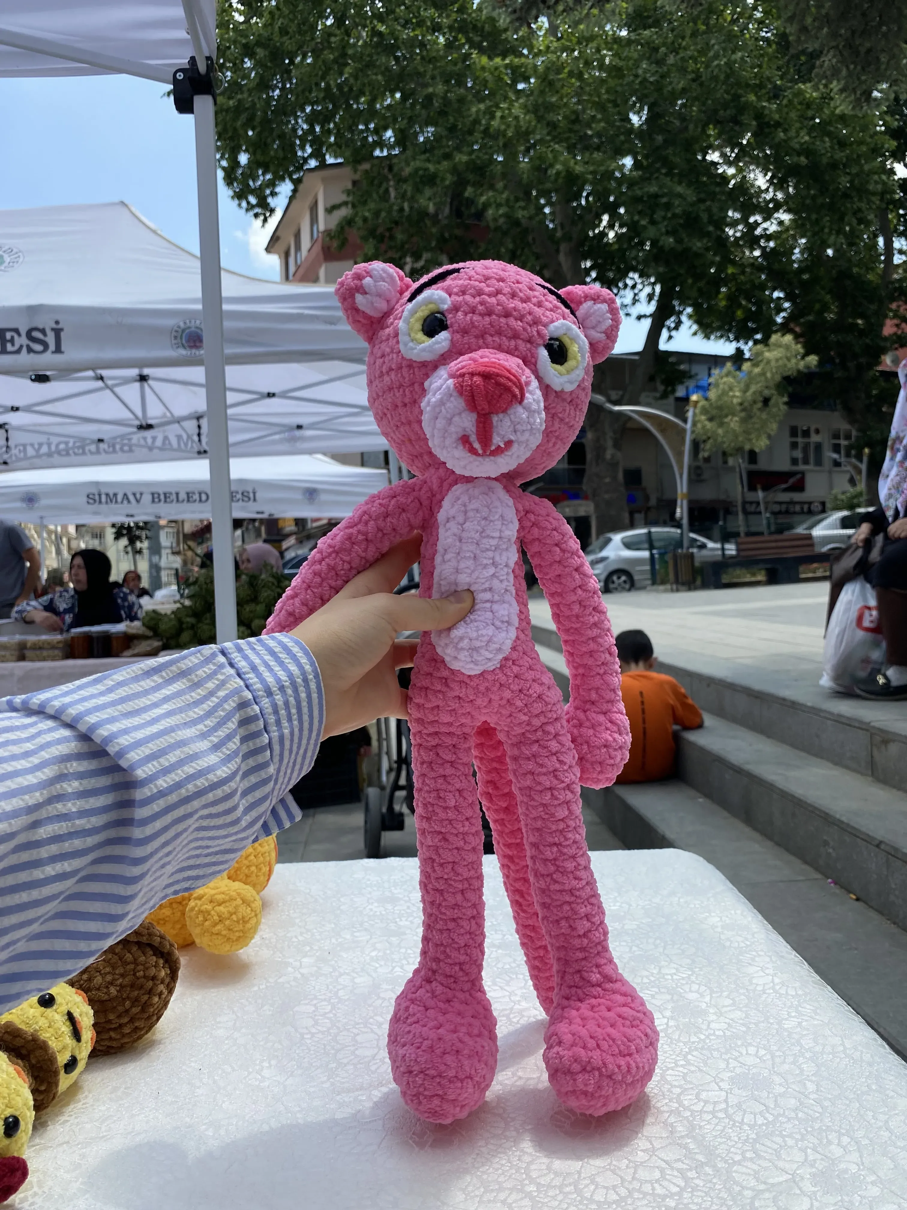 Pembe Panter Amigurumi Oyuncak Bebek - 40 cm El Emeği
