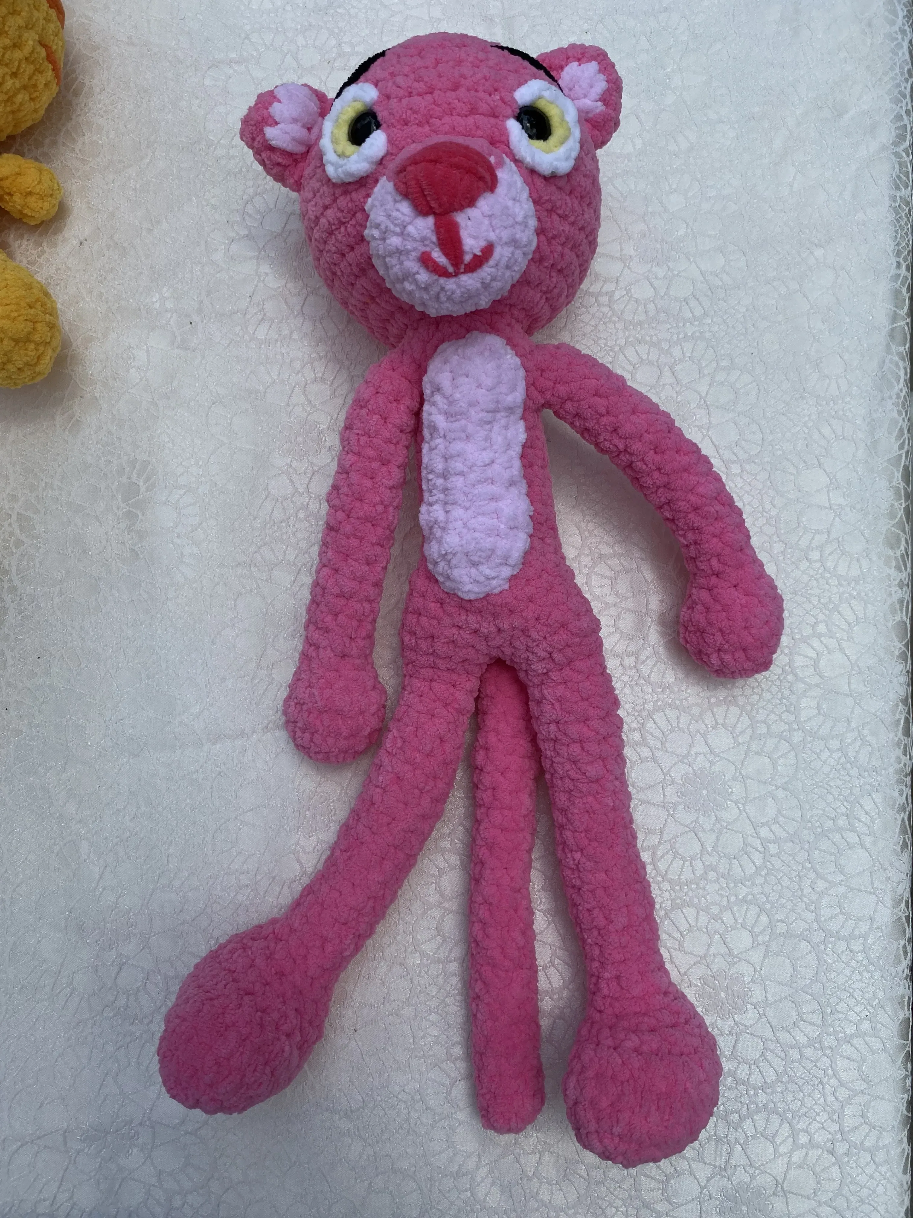 Pembe Panter Amigurumi Oyuncak Bebek - 40 cm El Emeği
