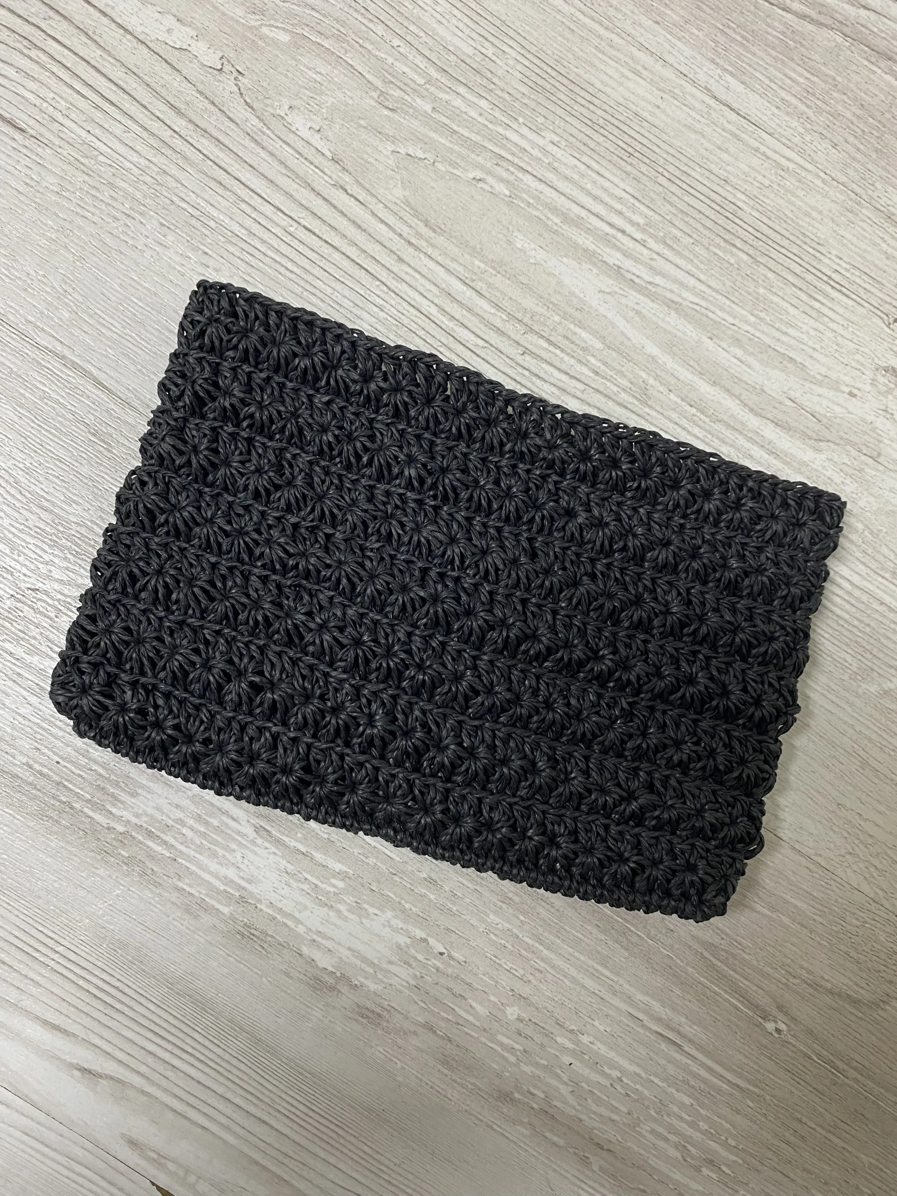 Siyah Örgü Portföy Çanta - Küçük Boy El Çantası - El Emeği