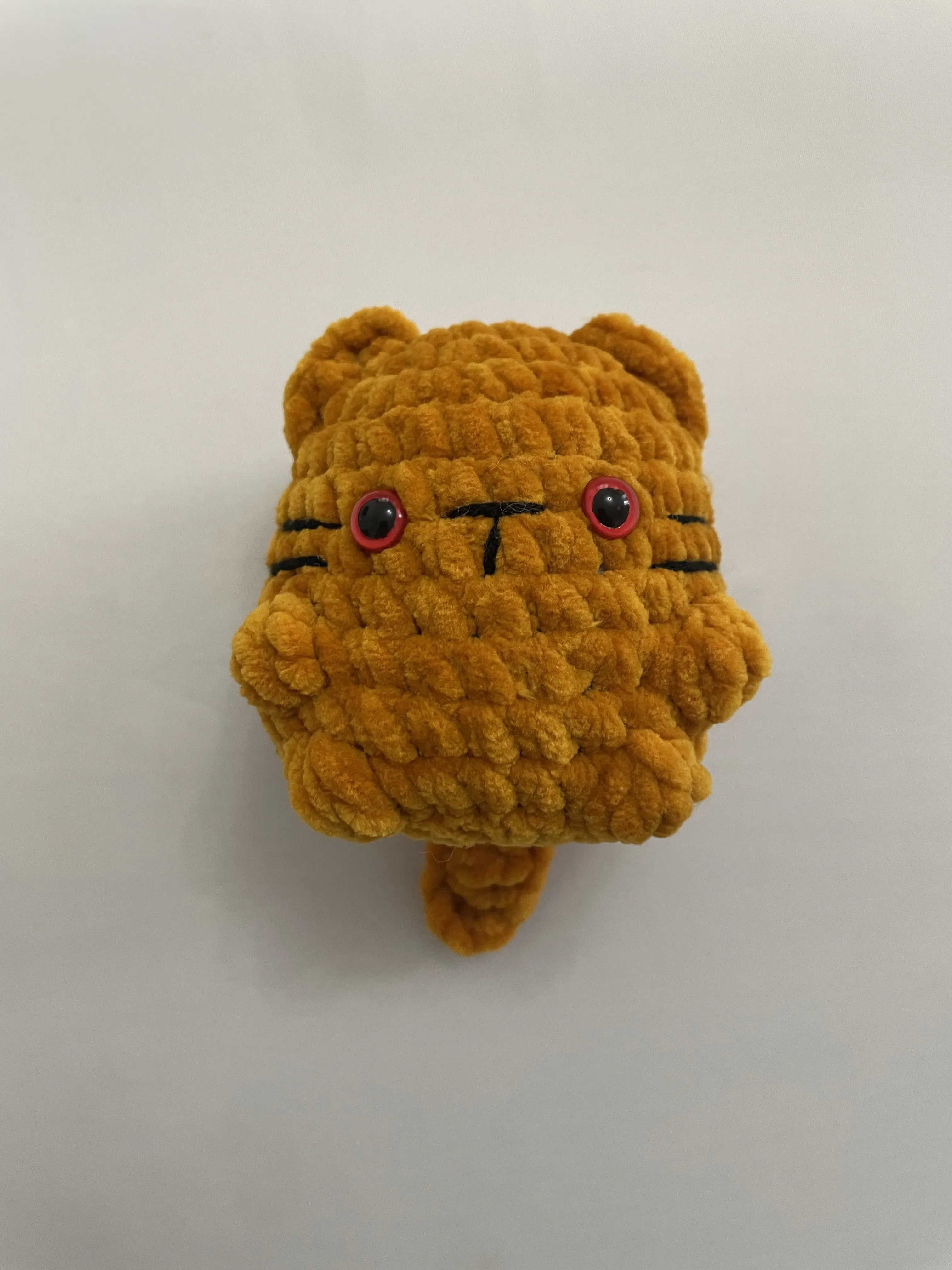 Örgü Kedi Peluş Oyuncak - Turuncu Renkli, El Yapımı Dekoratif Bebek