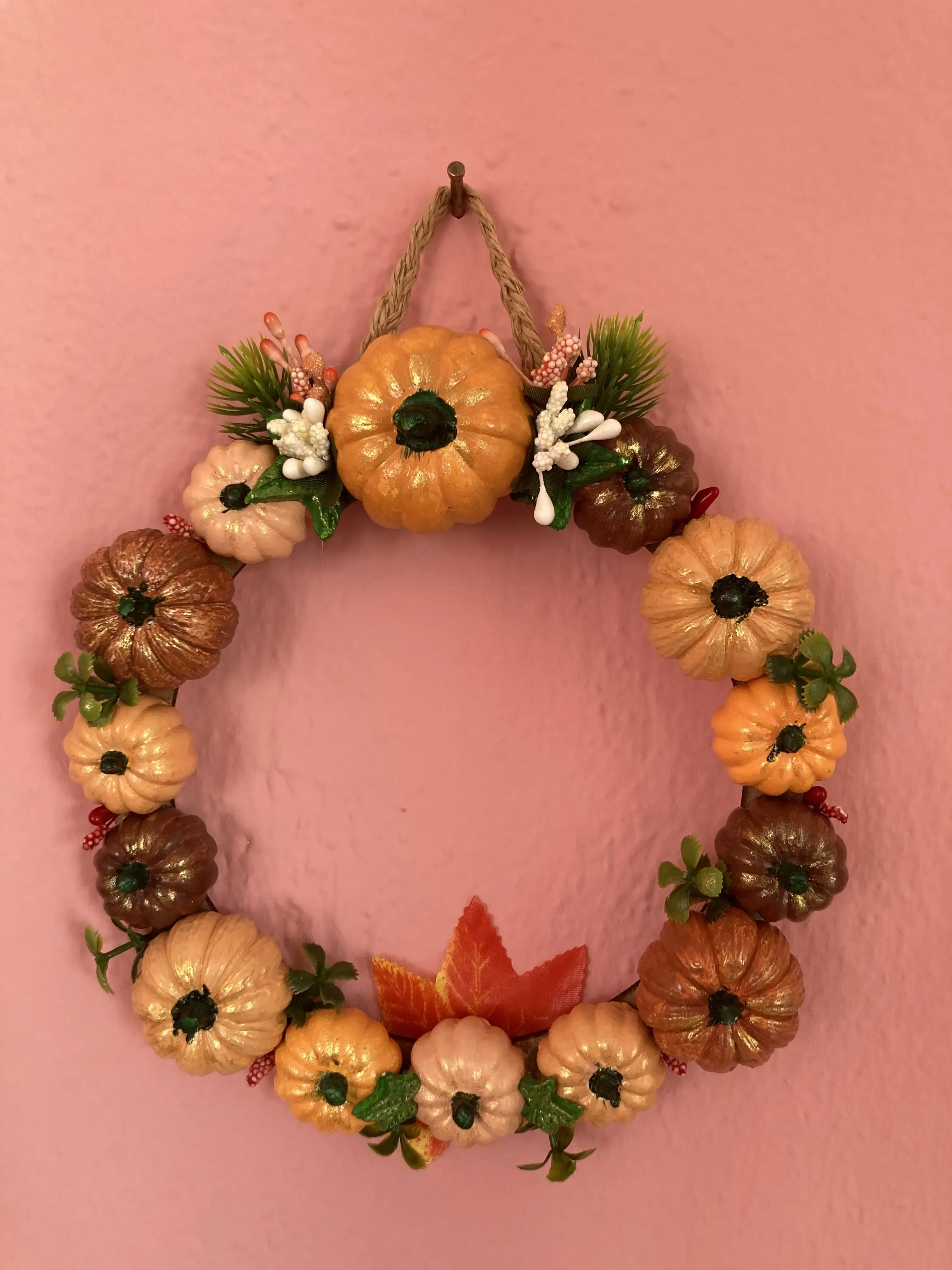 Balkabağı Temalı Kapı Çelengi - 20 cm Sonbahar Dekorasyonu