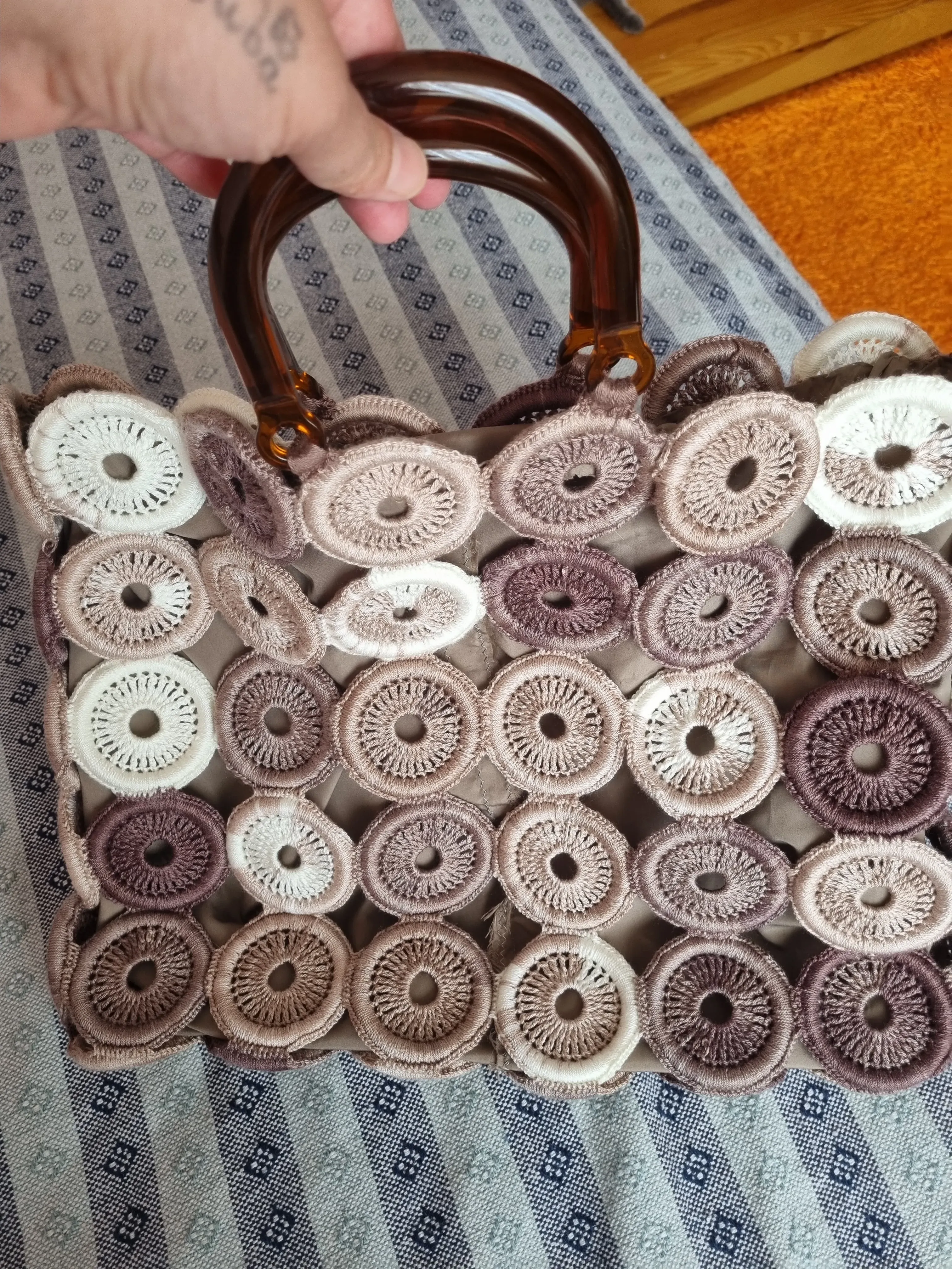 Batik Desenli Örgü Kadın El Çantası - Alize Diva İplikten El Yapımı