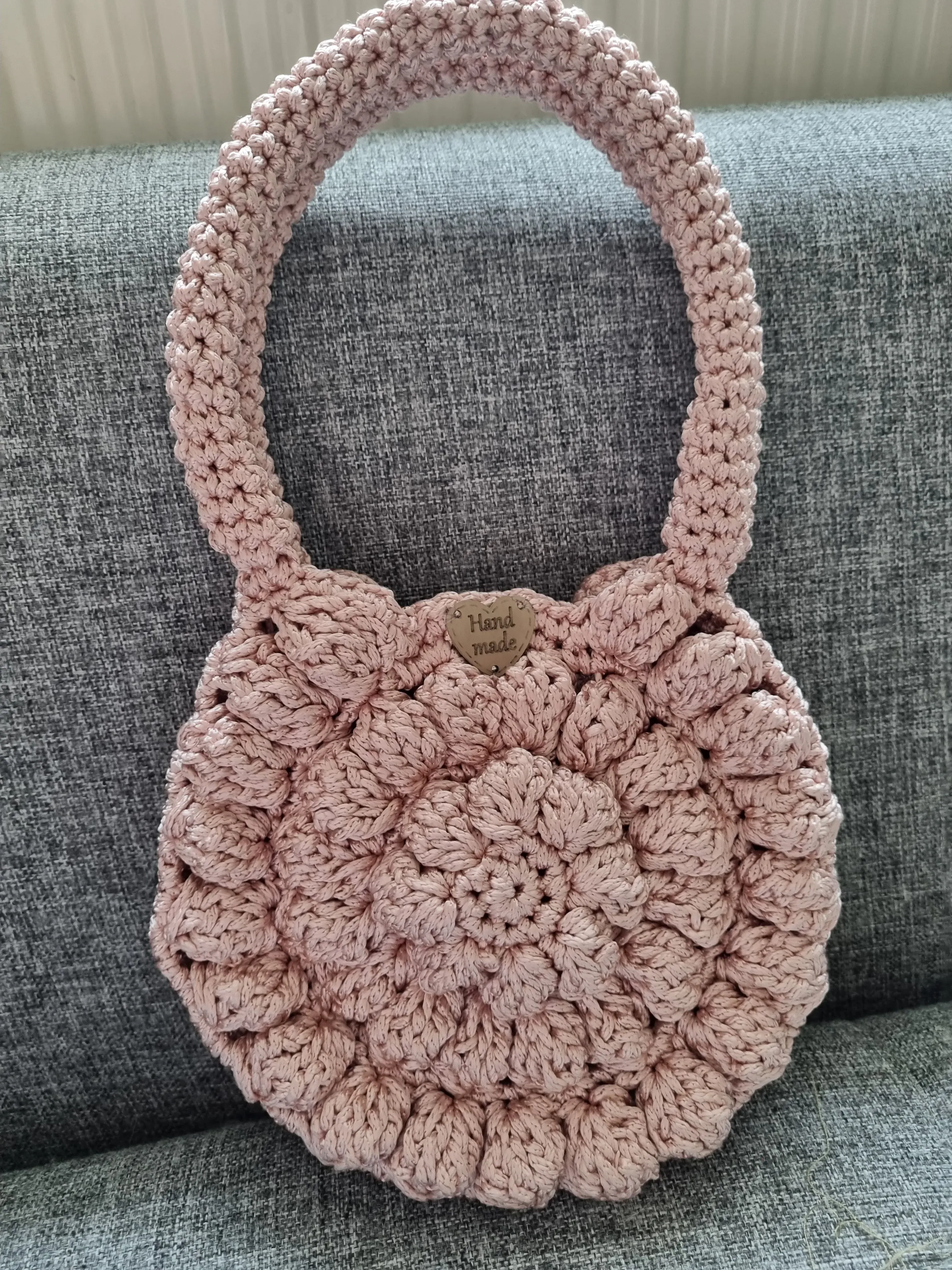 Toz Pembe Makrome Kız Çocuk Çantası - Mıknatıslı ve El Yapımı