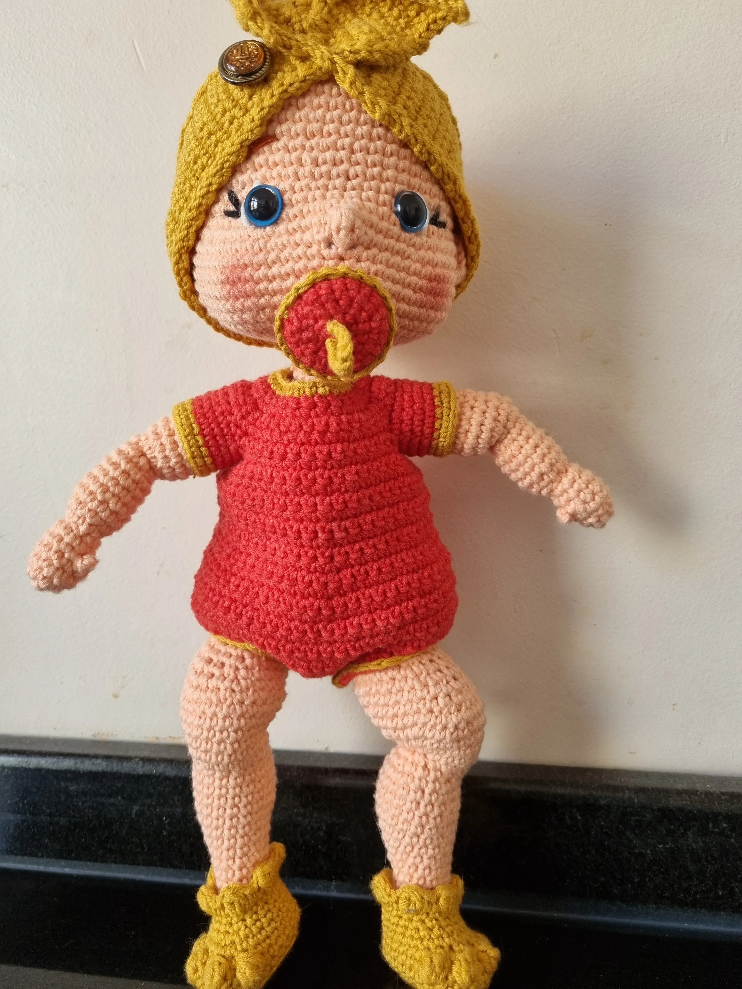 32 cm Fonksiyonlu Amigurumi Oyuncak Bebek - Mıknatıslı Emzikli