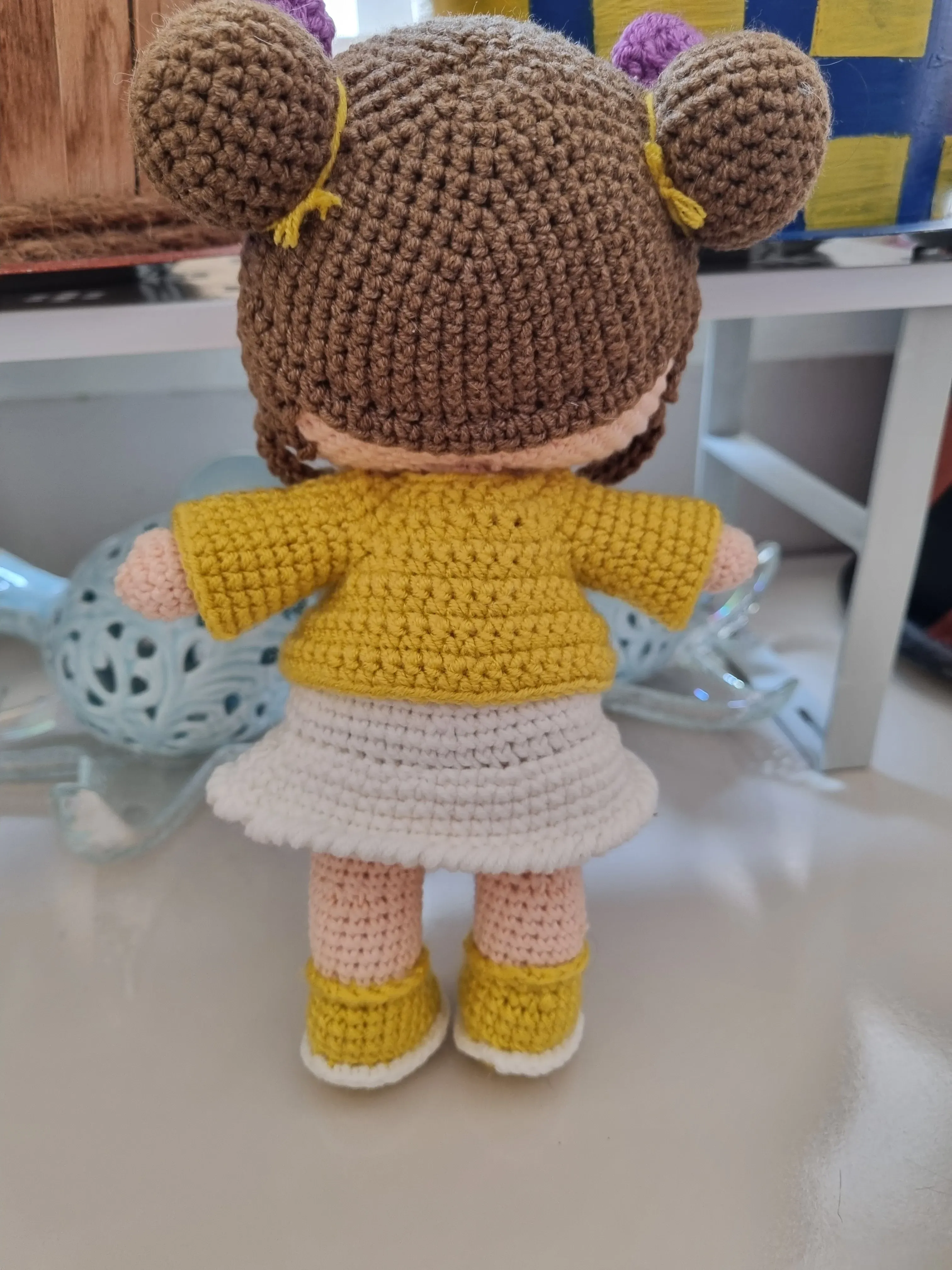 24 cm Yeşil Gözlü Aykız Amigurumi Oyuncak Bebek - El Örmesi