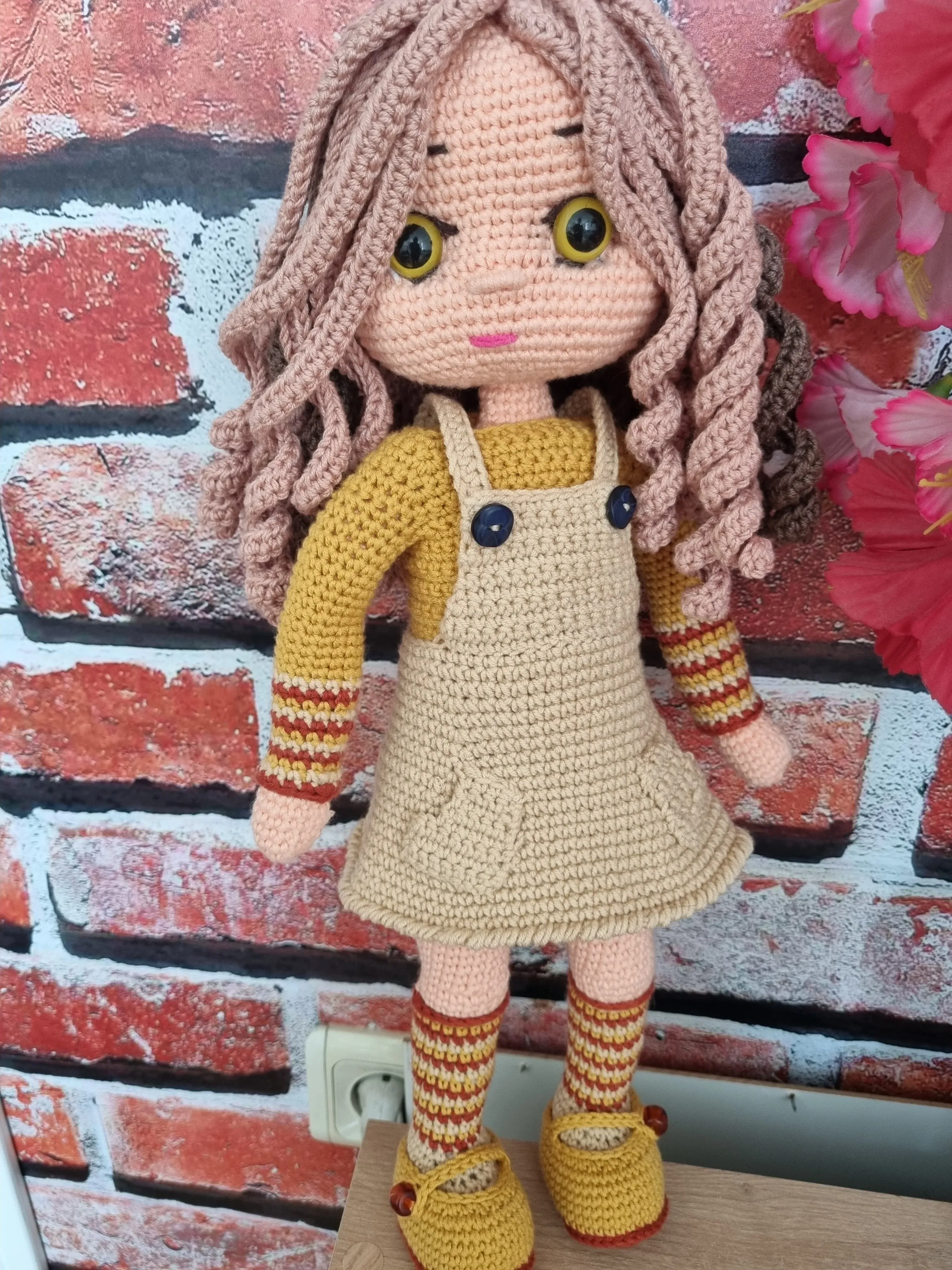 40 cm Amigurumi Bebek - Çıkarılabilir Elbise ve Hareketli Eklem