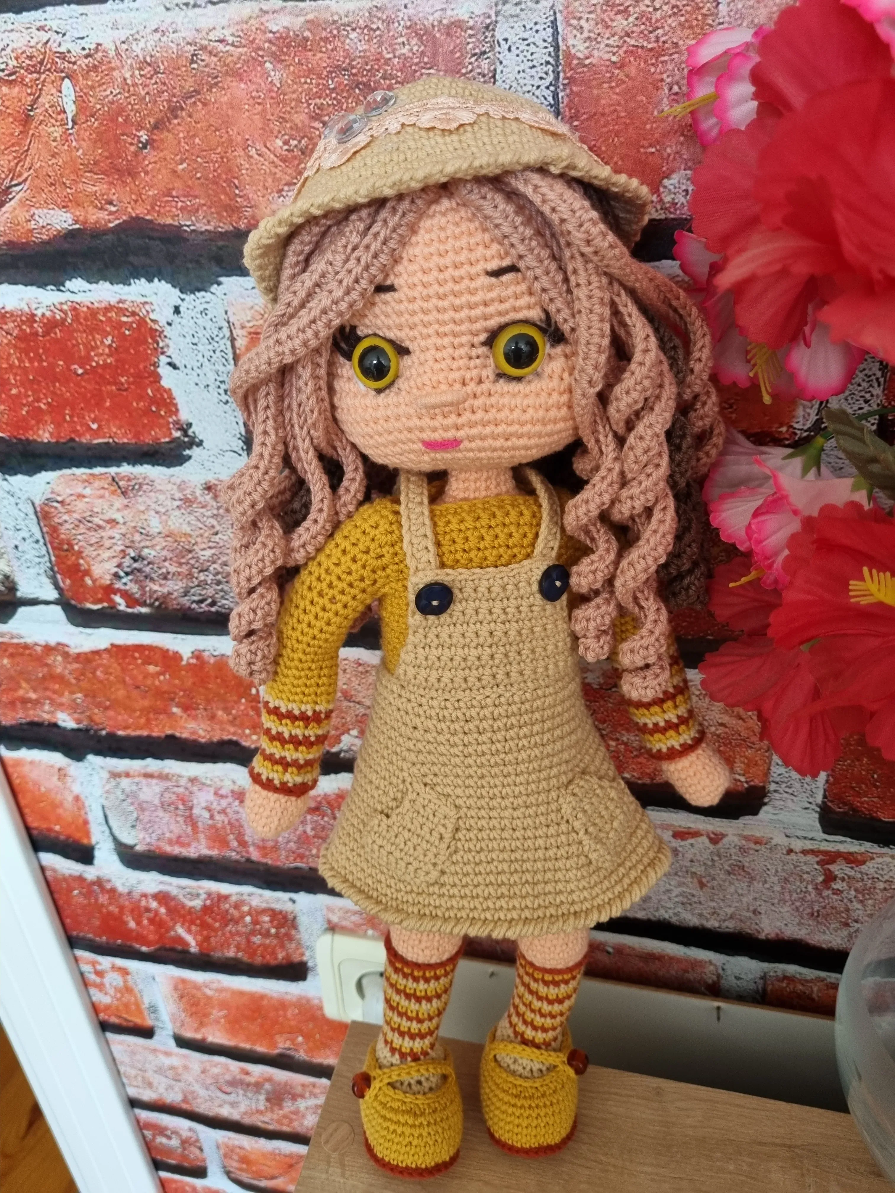 40 cm Amigurumi Bebek - Çıkarılabilir Elbise ve Hareketli Eklem