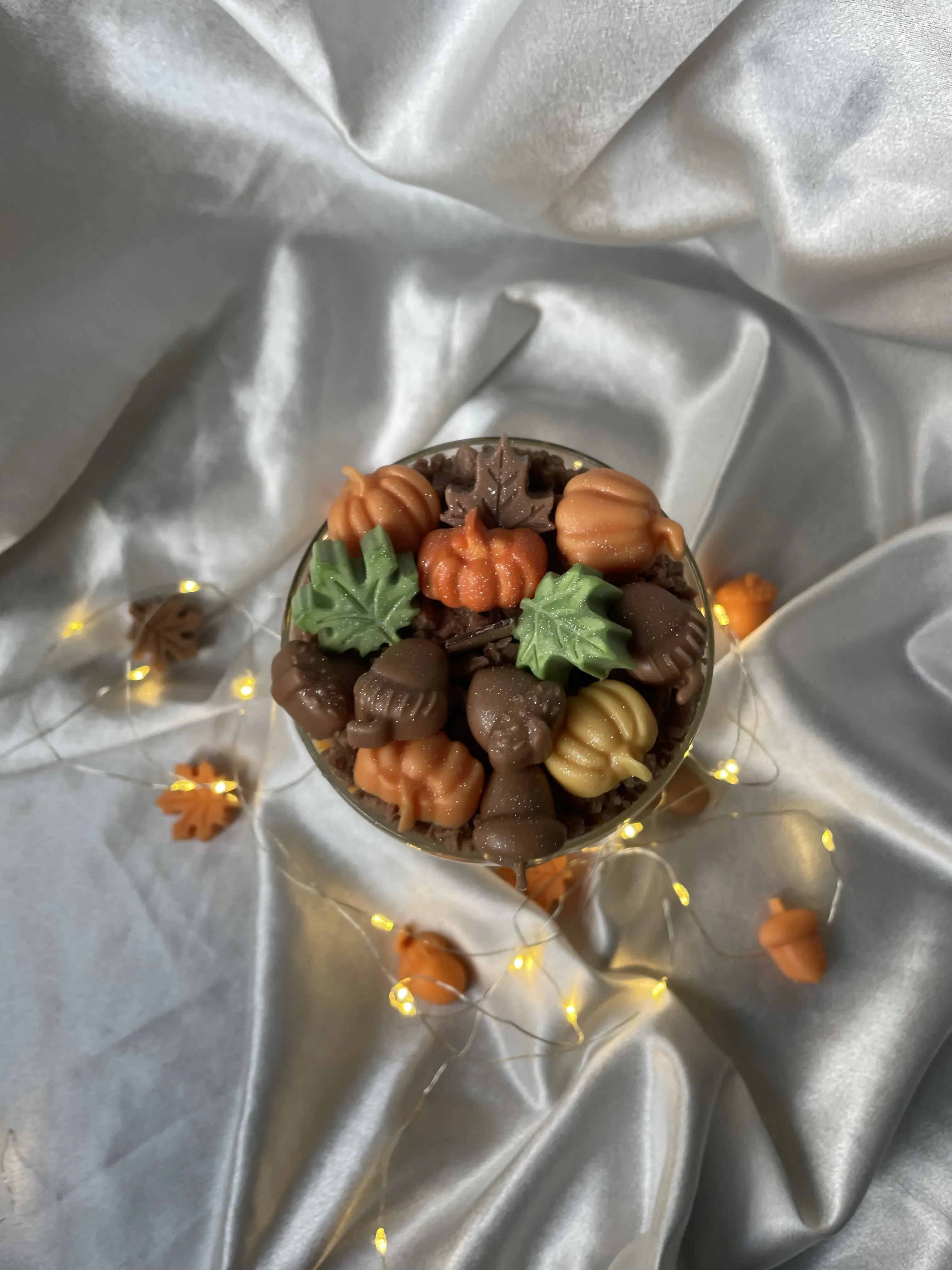 Sonbahar Temalı Portakal Esanslı Soya Wax Mum Kadehi - El Yapımı