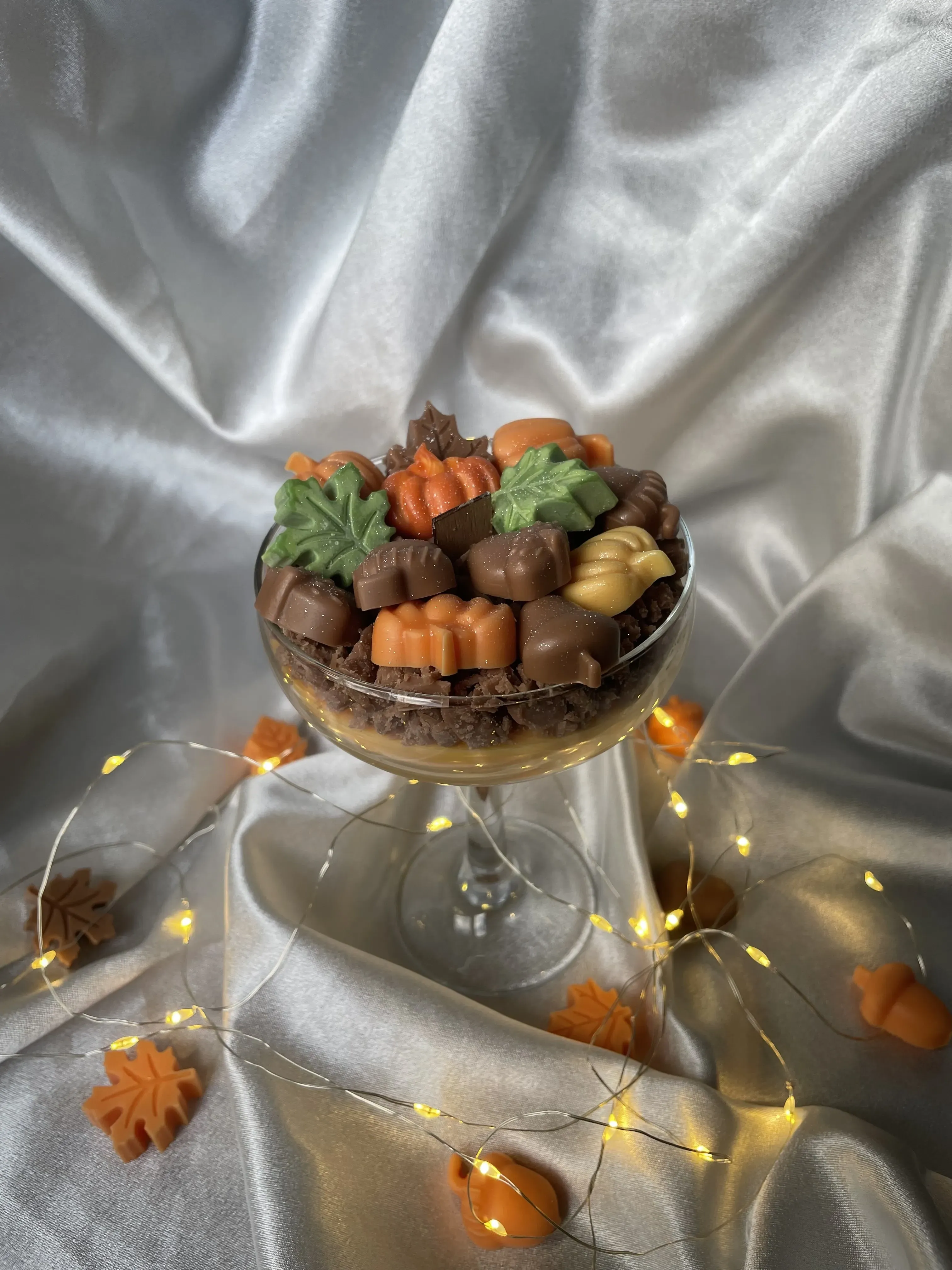 Sonbahar Temalı Portakal Esanslı Soya Wax Mum Kadehi - El Yapımı