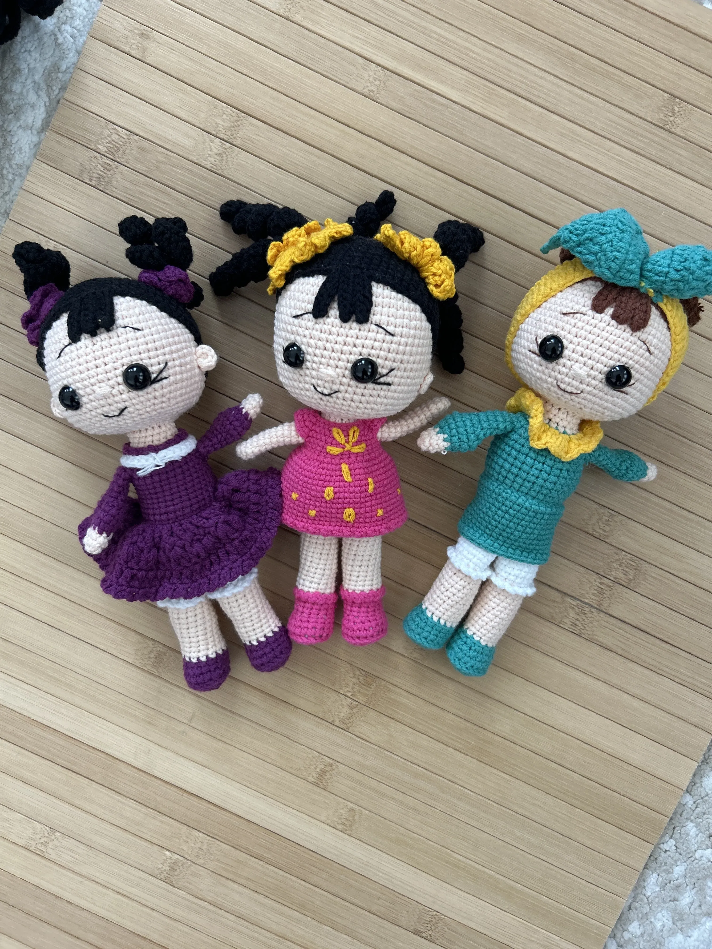 Örgü Bebek Oyuncak Seti - 3 Adet Amigurumi Bebek - El Yapımı