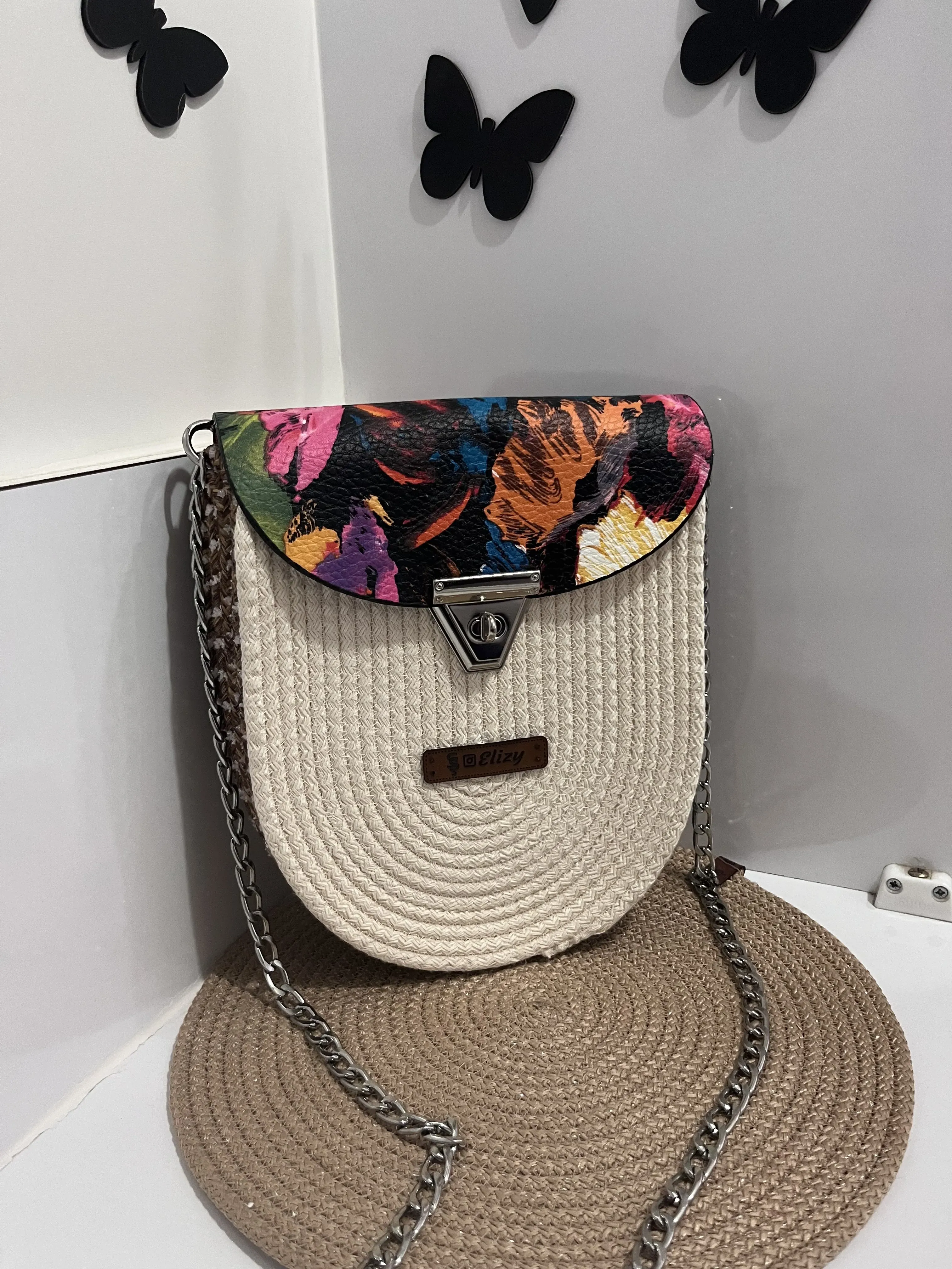 Tress İple İşlenmiş Şık Zincir Askılı Çanta