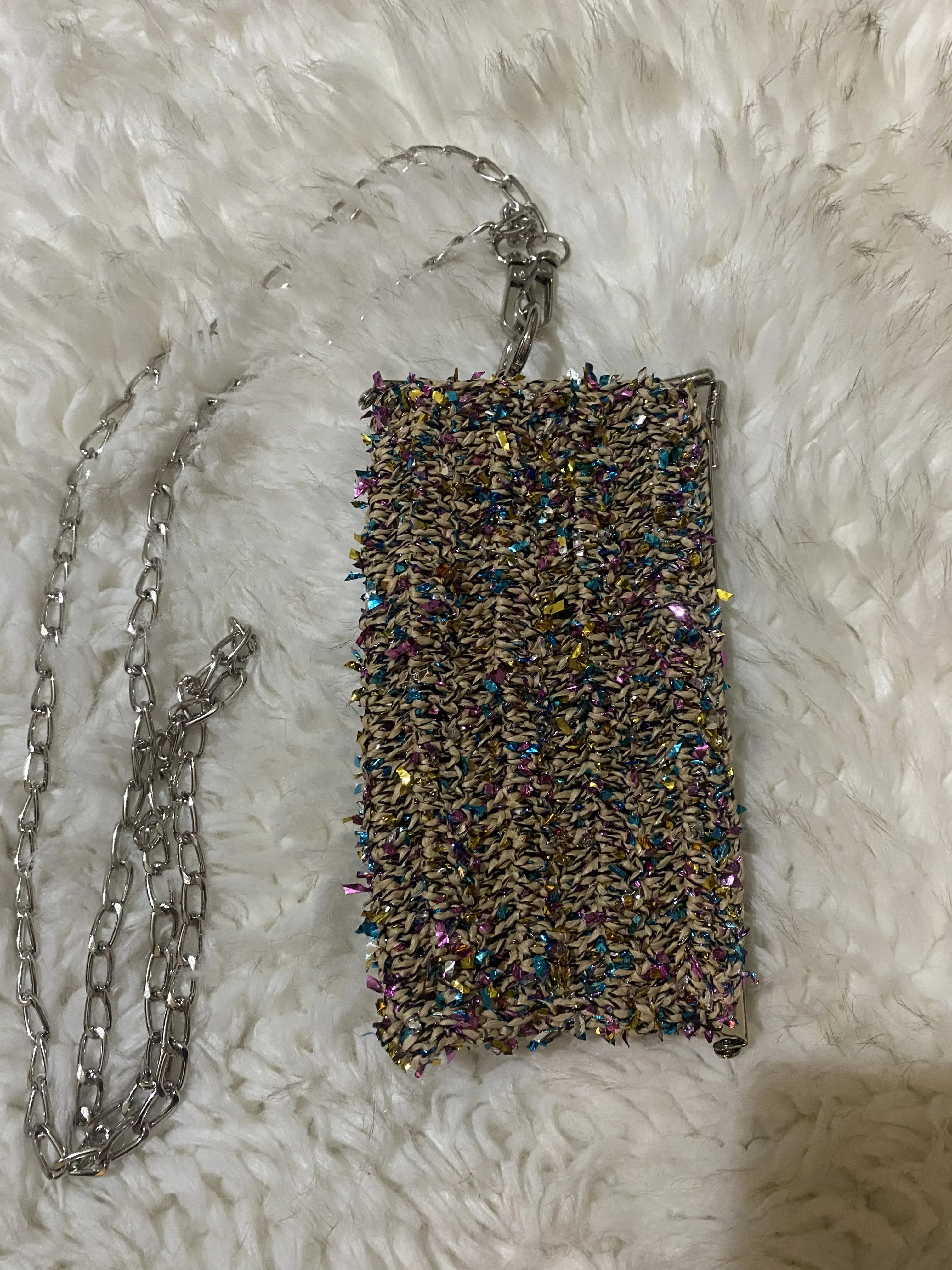 El Örgüsü Kağıt Renkli Konfeti İp,Mini Çanta,Telefon Çantası