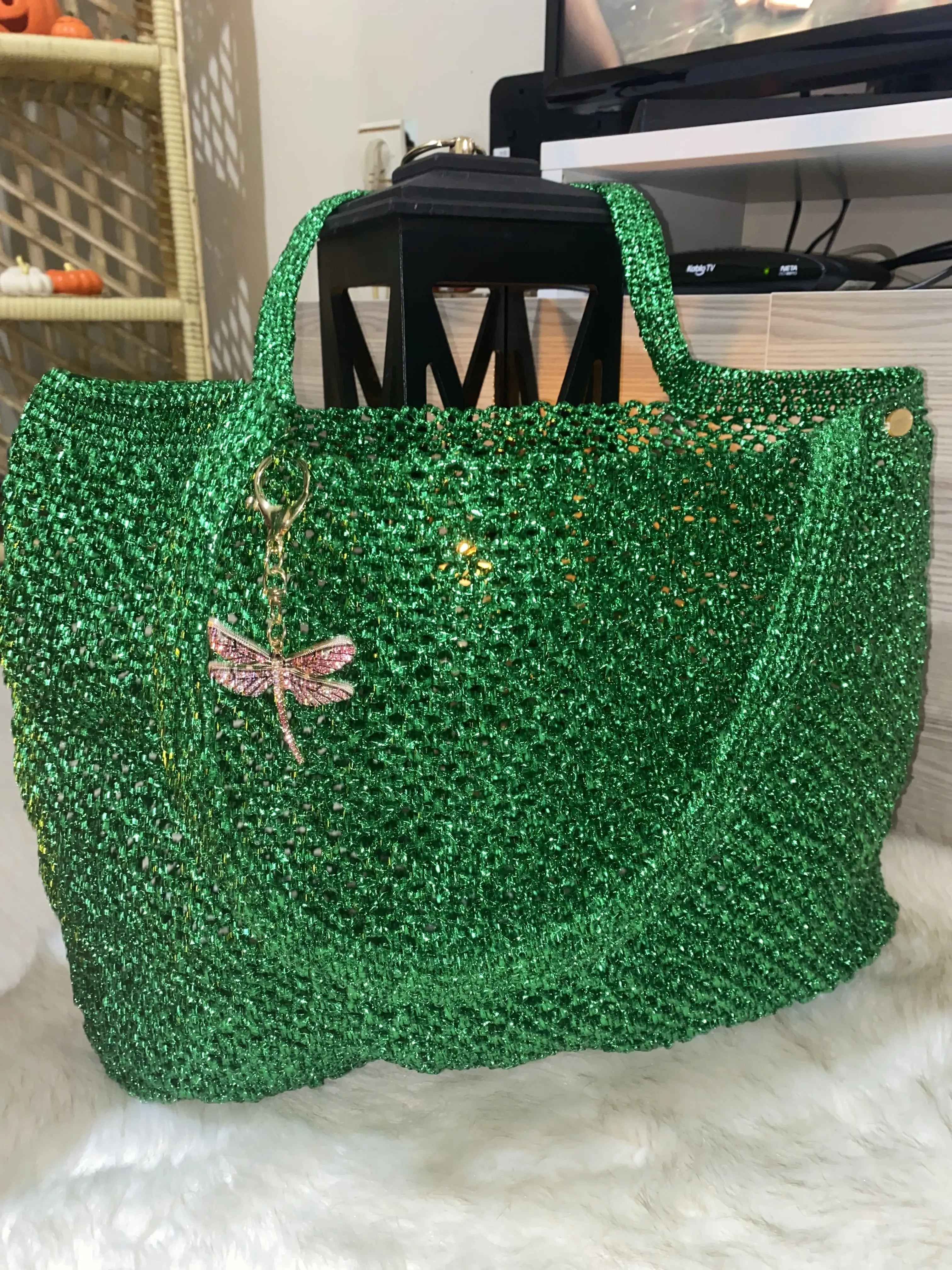 El Örgüsü,File Plaj veya Günlük Çanta,Parlak Kağıt İpten,Büyük boy