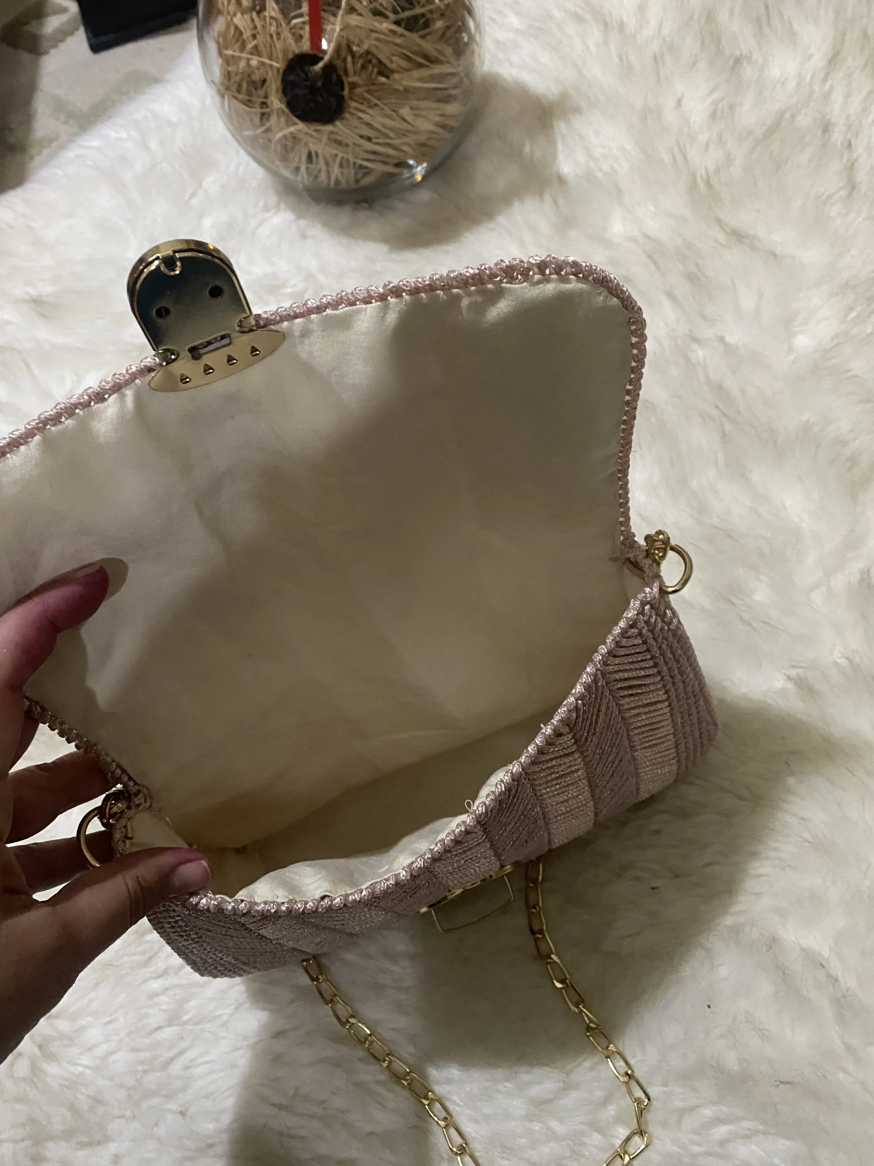 Kanvas Model Pembe Renk El Işleme,el Ve Kol,omuz Çantası