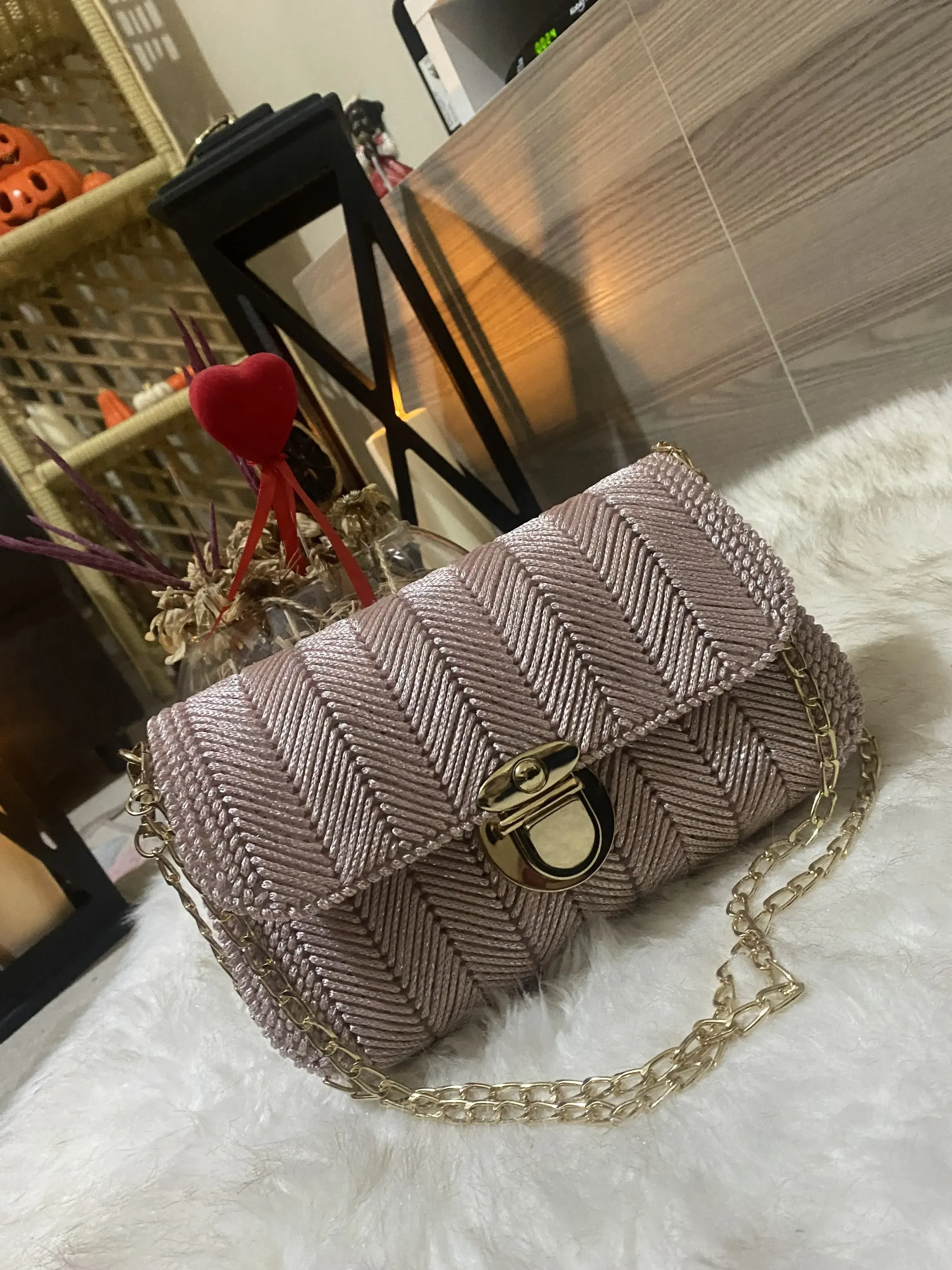 Kanvas Model Pembe Renk El Işleme,el Ve Kol,omuz Çantası