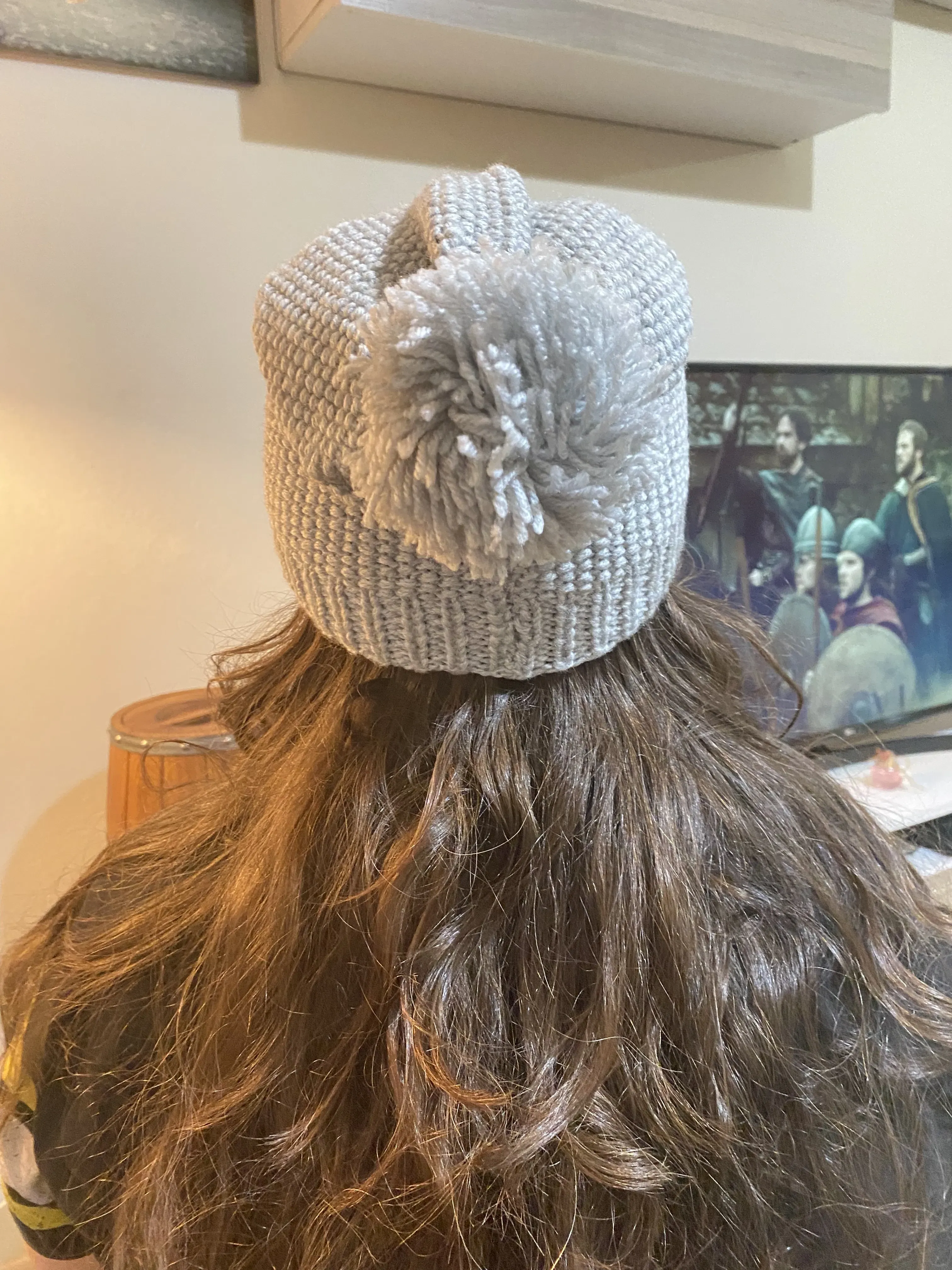 Gri Yün Bere - Ponponlu, Sıcak Tutan, El Örgüsü Kışlık Şapka