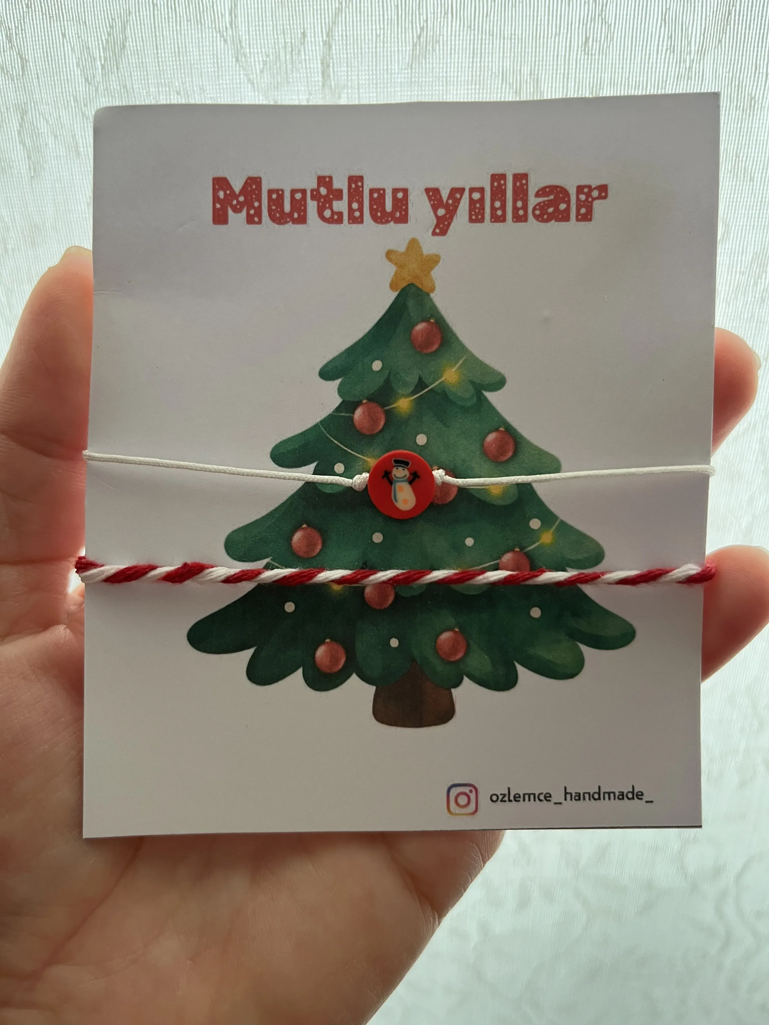 Kırmızı Yılbaşı Temalı Kardan Adam Şans Bilekliği