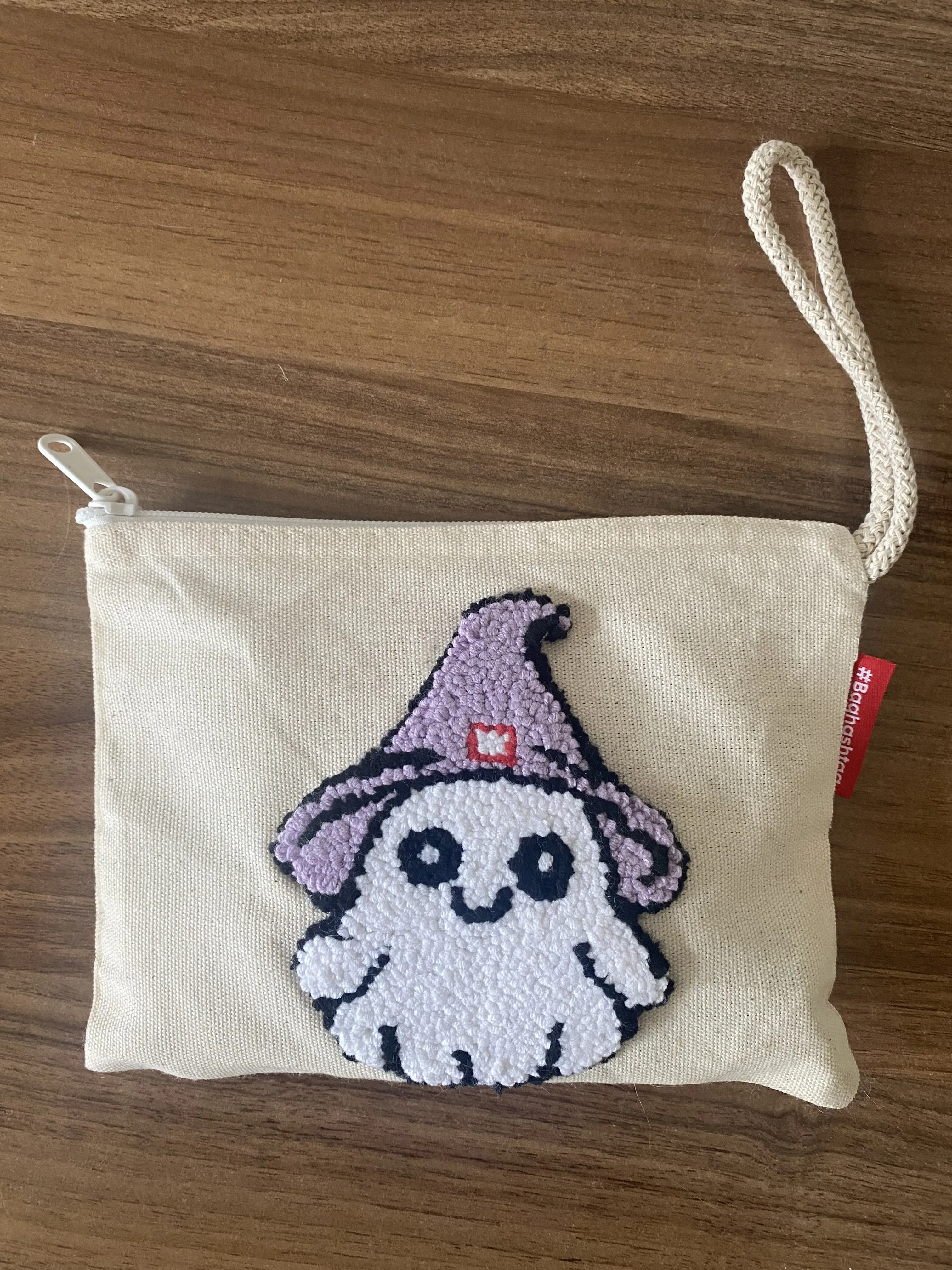 Krem Renkli Hayalet Desenli Punch İşlemeli Küçük Boy Clutch Çanta