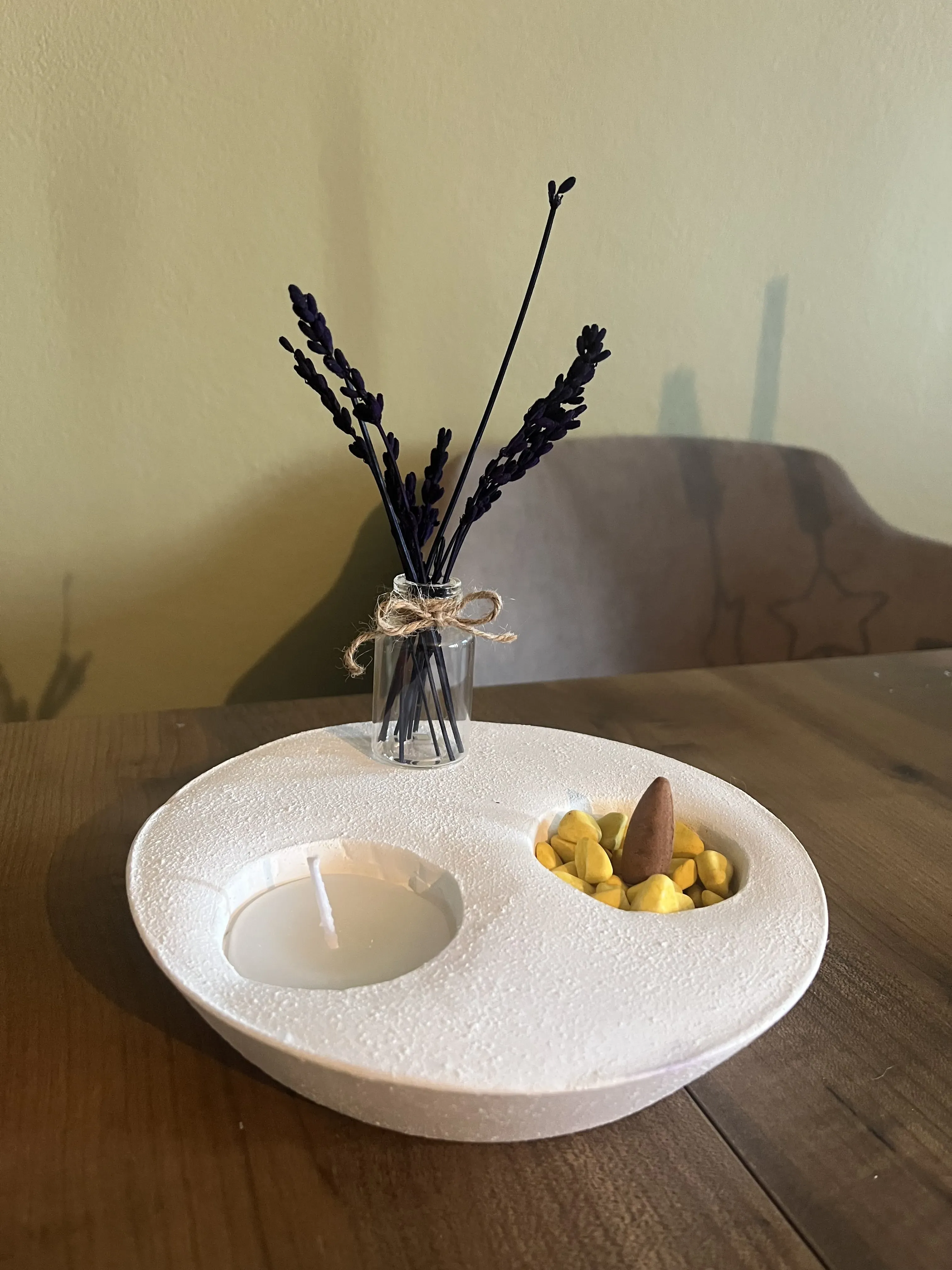 Lavantalı Tütsülük Seti – Doğal Taş Tozu Tasarım