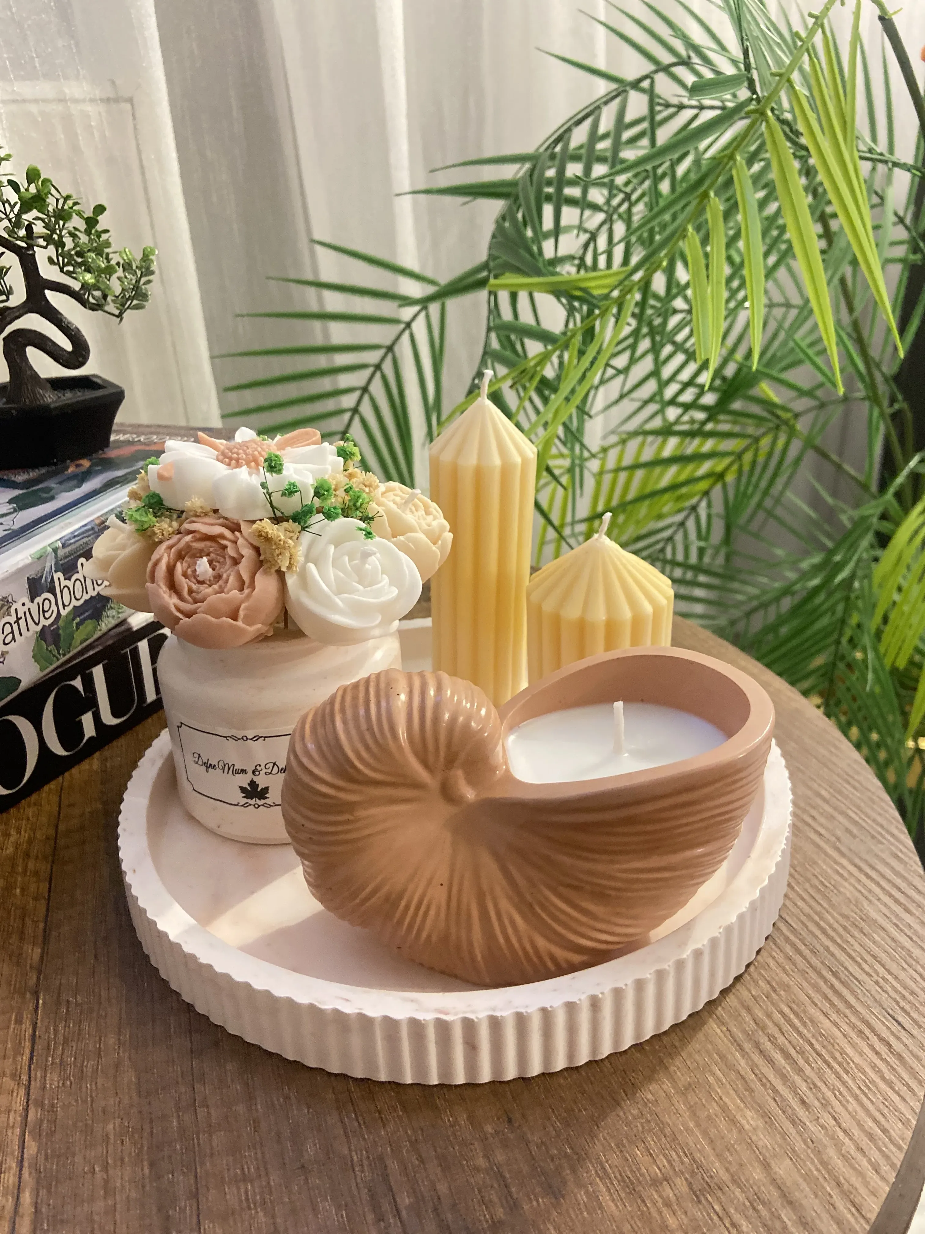 Dekoratif Mum Seti - El Yapımı Çiçek ve Vanilya Kokulu Paraluce