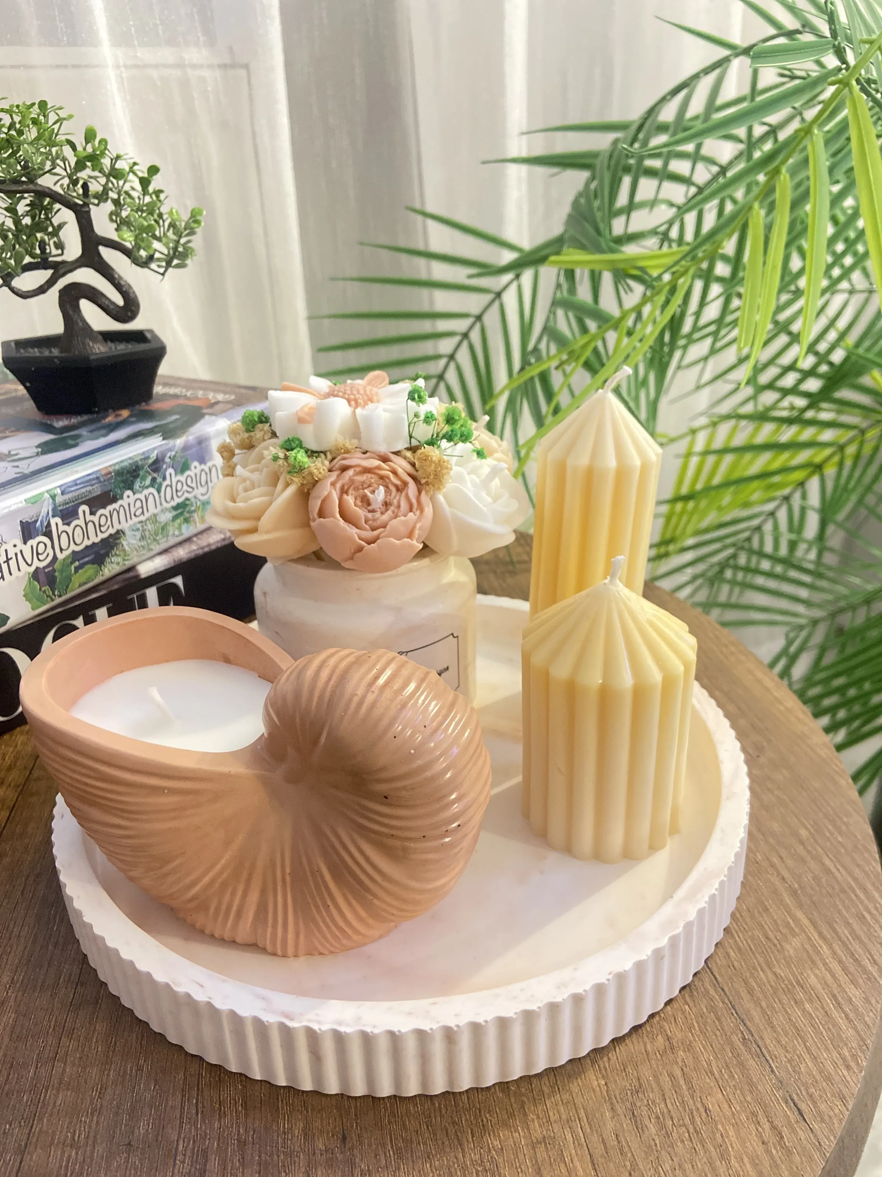 Dekoratif Mum Seti - El Yapımı Çiçek ve Vanilya Kokulu Paraluce