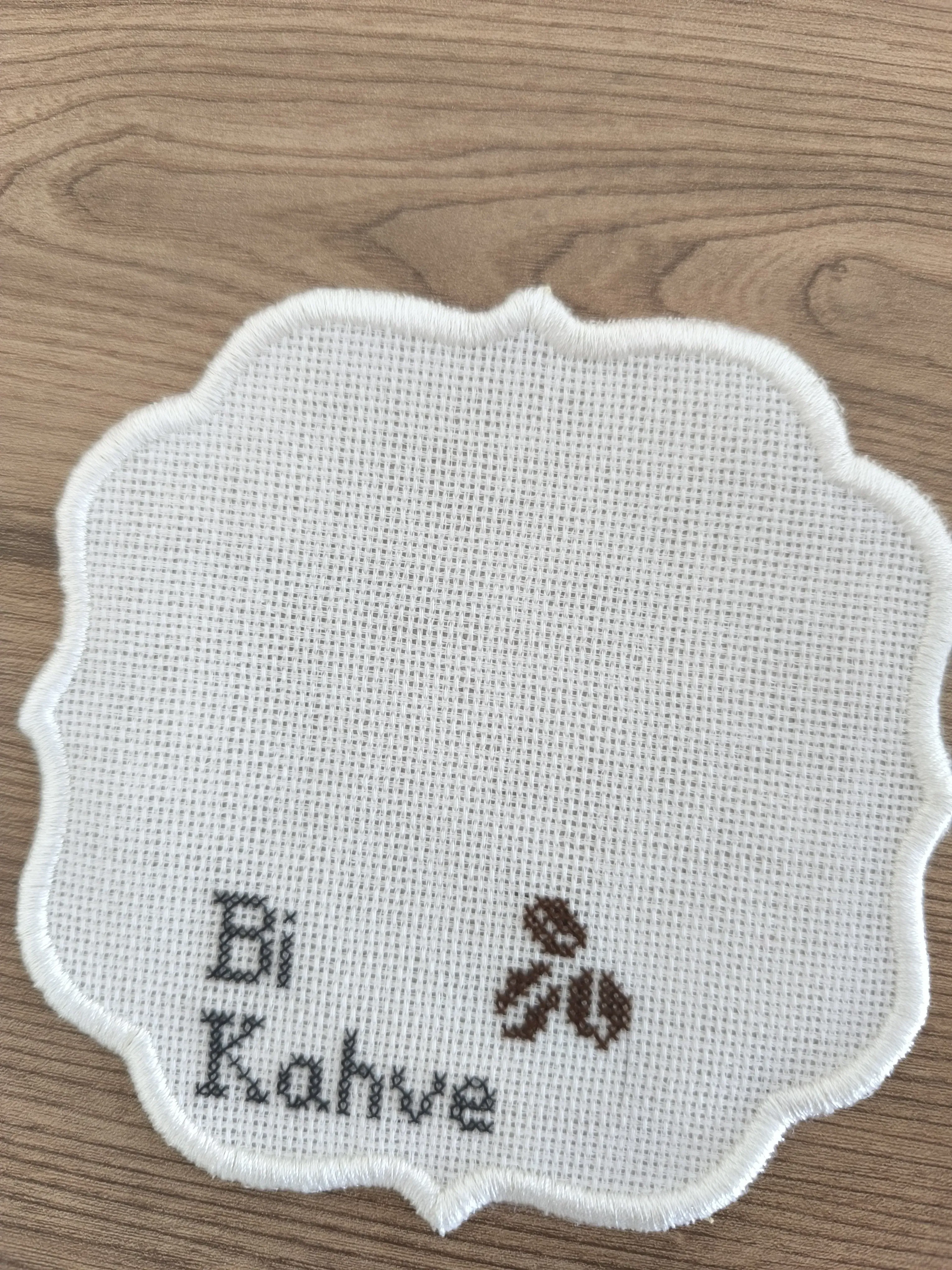 Kahve Temalı Kanaviçe Sunum Peçetesi - El Emeği 6 Adet Set