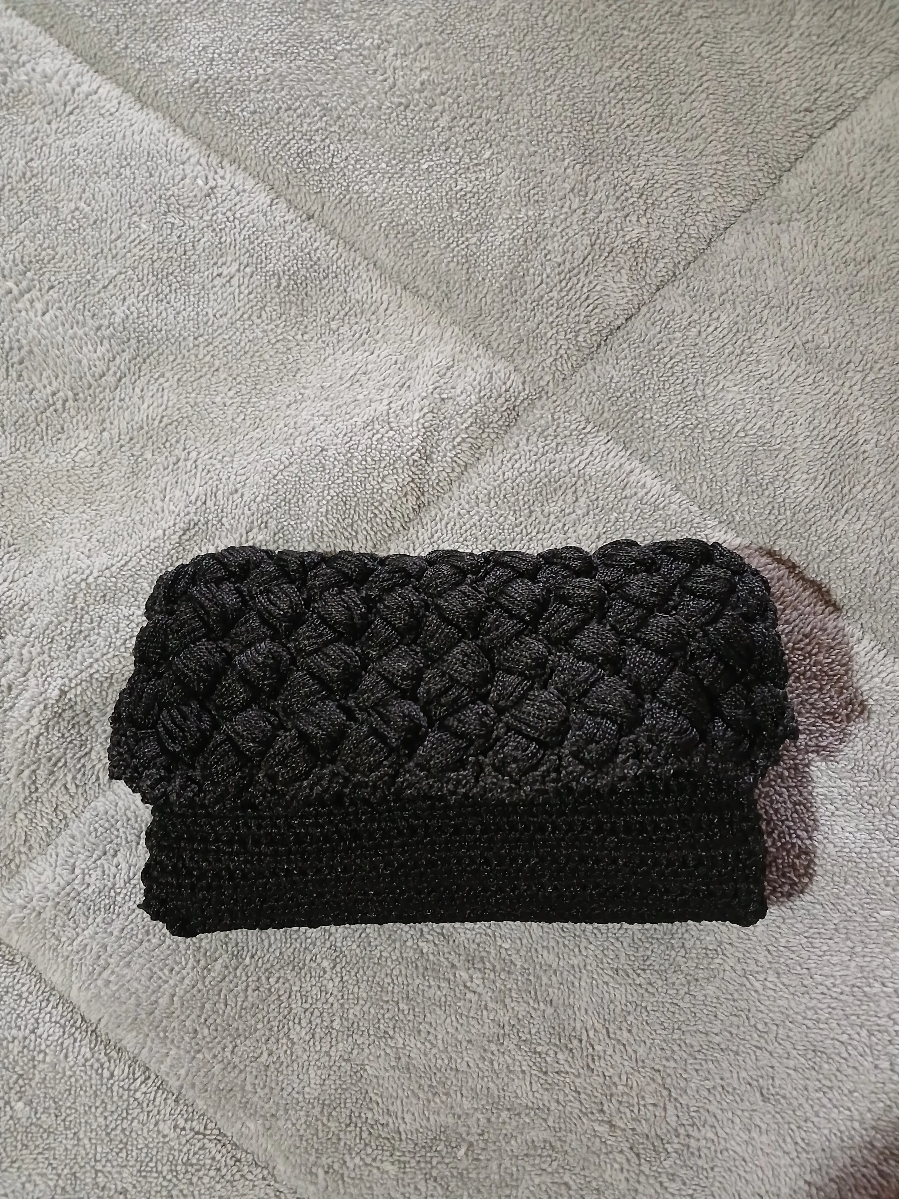 Black Macrame Knitted Shoulder Bag - Stylish Design and Handcrafted