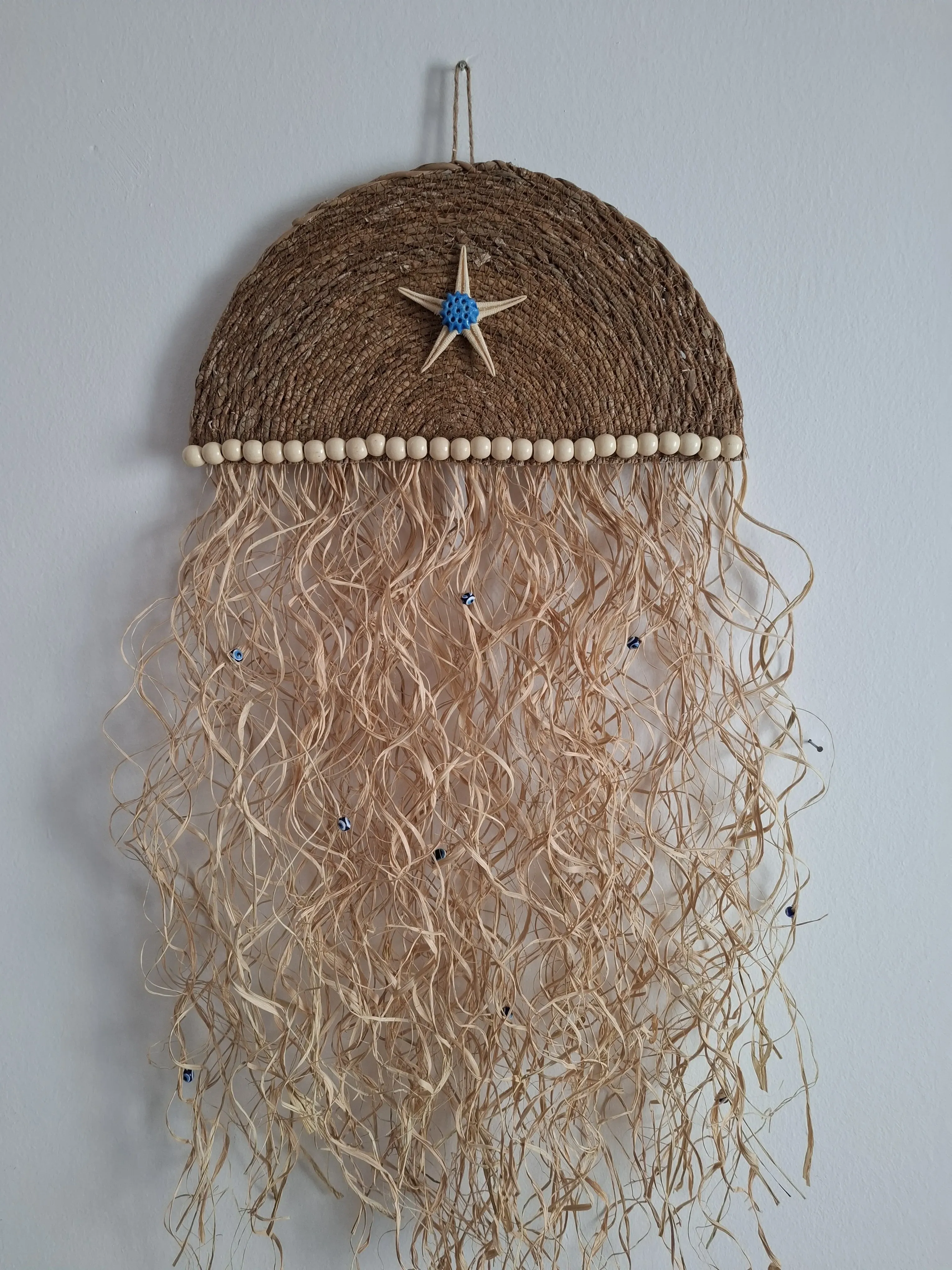 Deniz Yıldızlı Jüt İp Nazarlık Duvar Süsü - El Yapımı Dekoratif