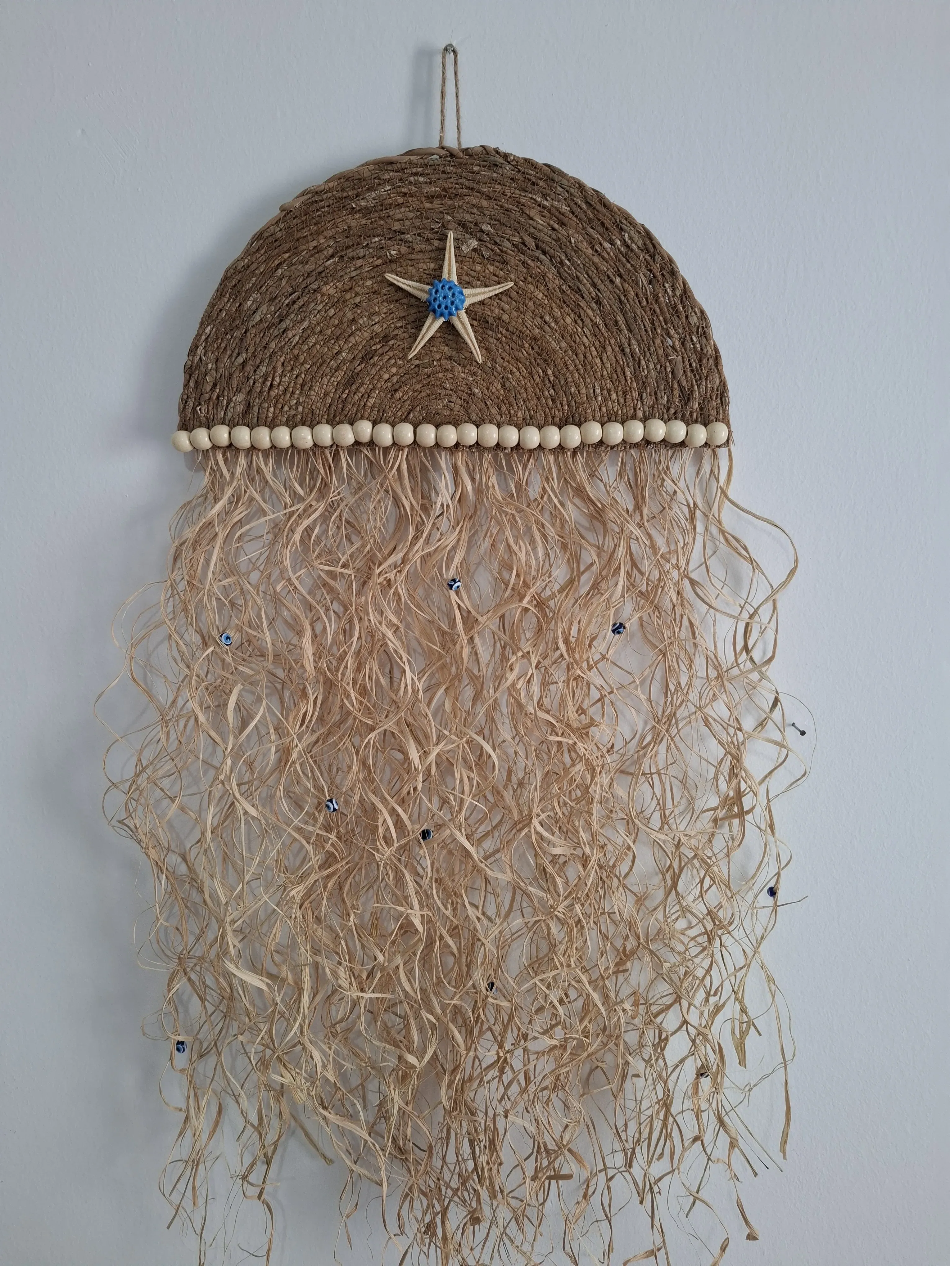 Deniz Yıldızlı Jüt İp Nazarlık Duvar Süsü - El Yapımı Dekoratif