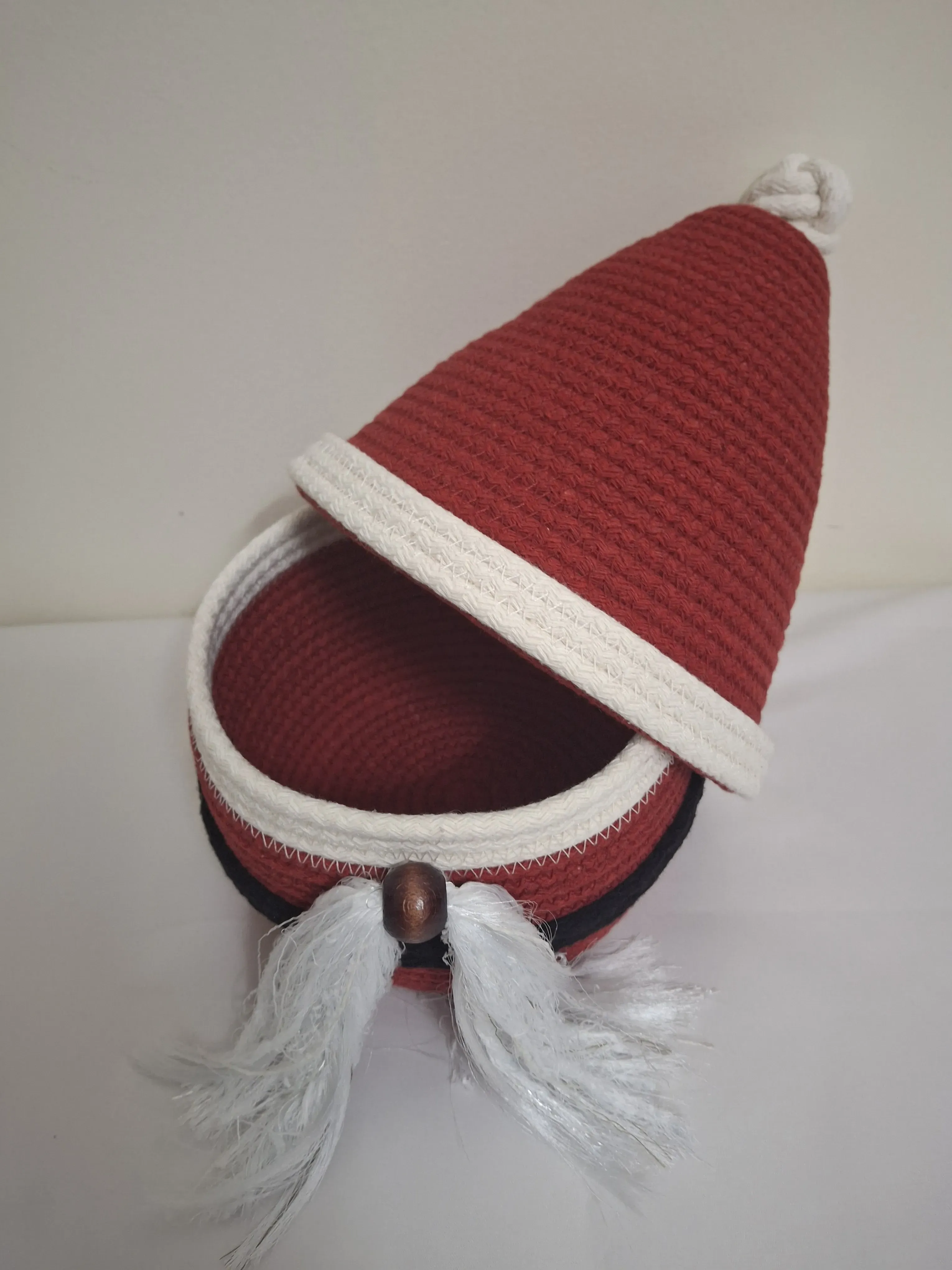 Kırmızı Yılbaşı Cüce Organizer - Tress Kordon İpten El Yapımı